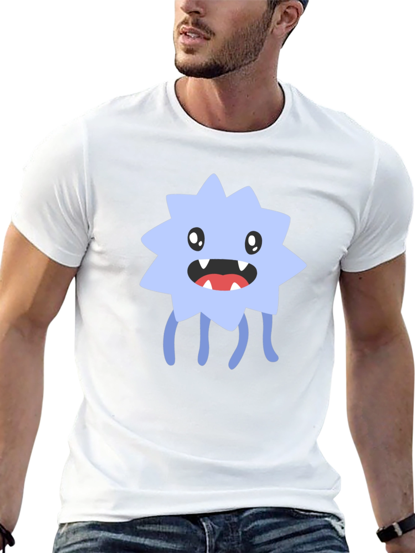 Funny Monster Graphic Tee - Black Cotton Blend T-Shirt
