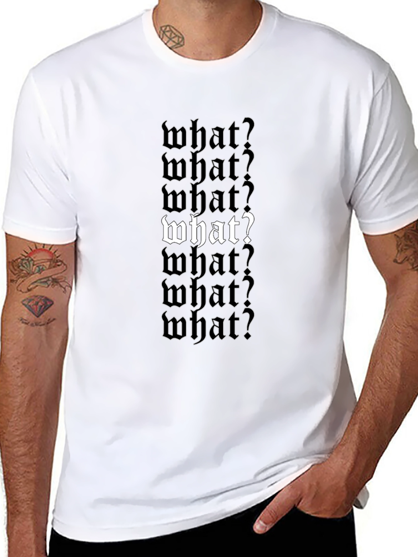 Edgy What? Gothic Text Black T-Shirt
