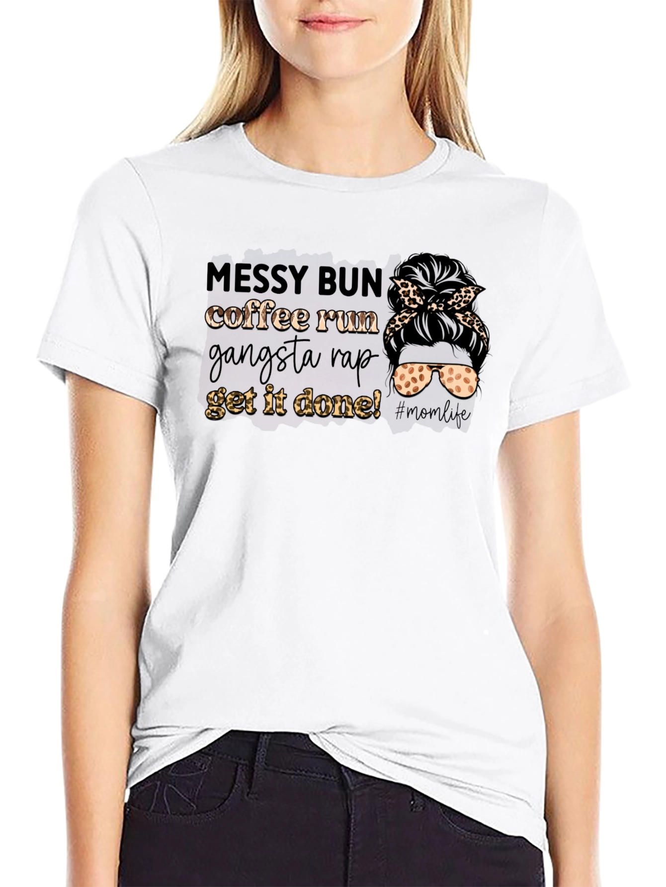 Messy Bun Coffee Run Graphic T-Shirt