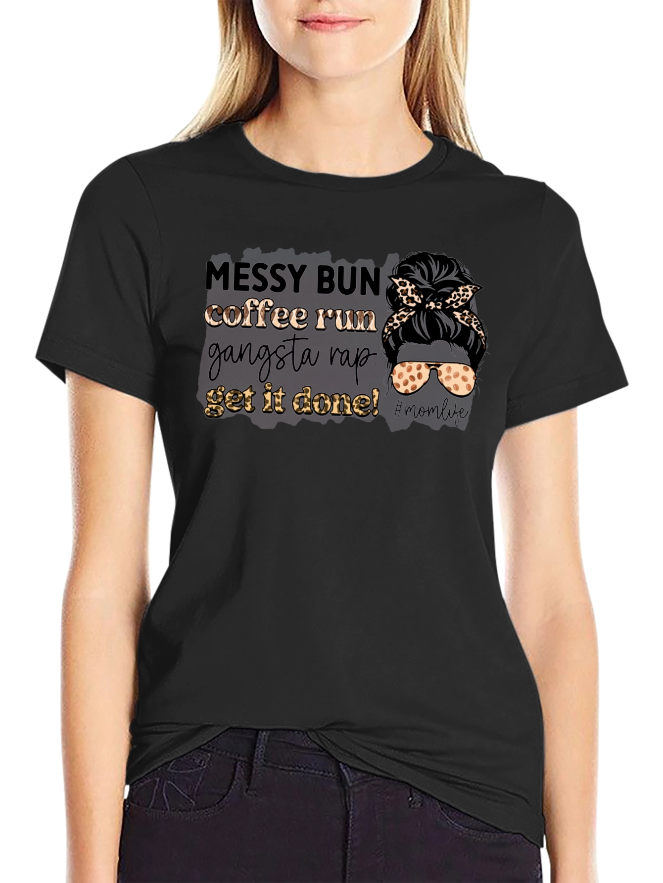 Messy Bun Coffee Run Graphic T-Shirt