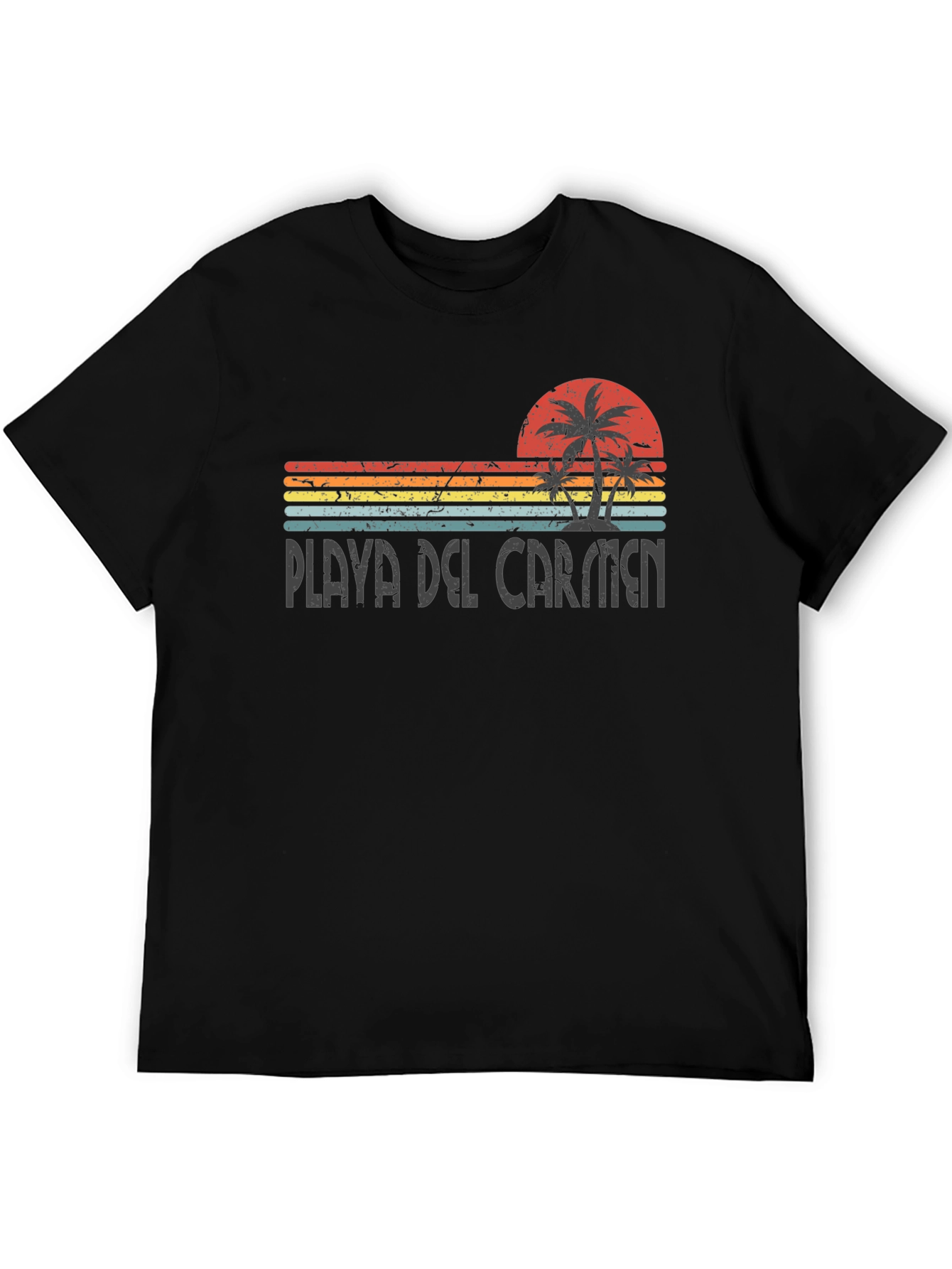 Playa Del Carmen Retro T-Shirt Palm Tree Sunset Tee