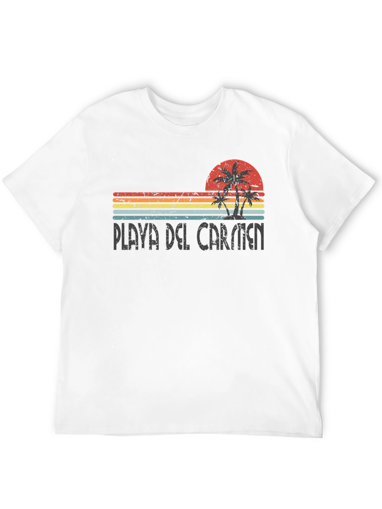 Playa Del Carmen Retro T-Shirt Palm Tree Sunset Tee