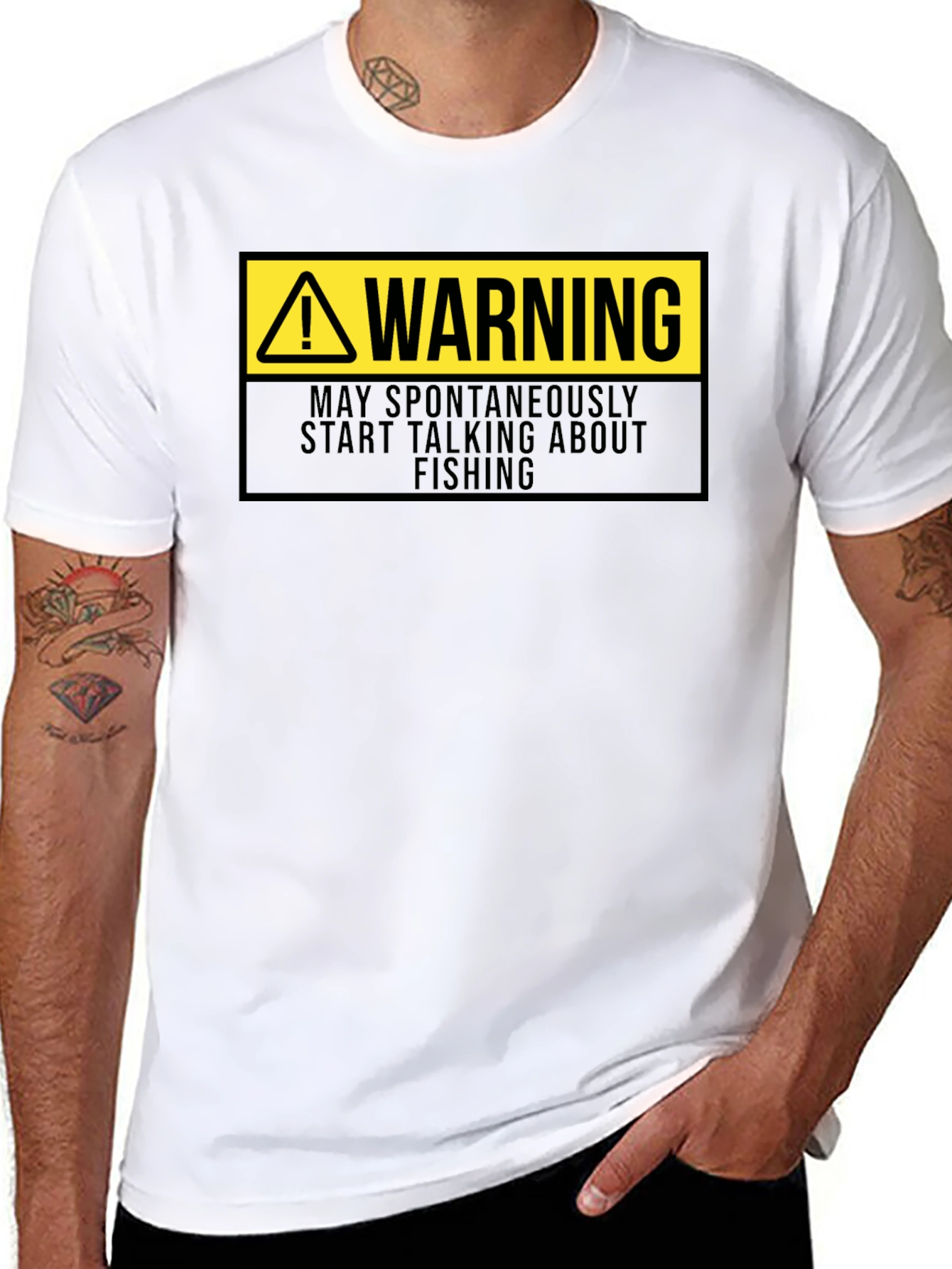 Warning May Spontaneously Talk About Fishing Black T-Shirt