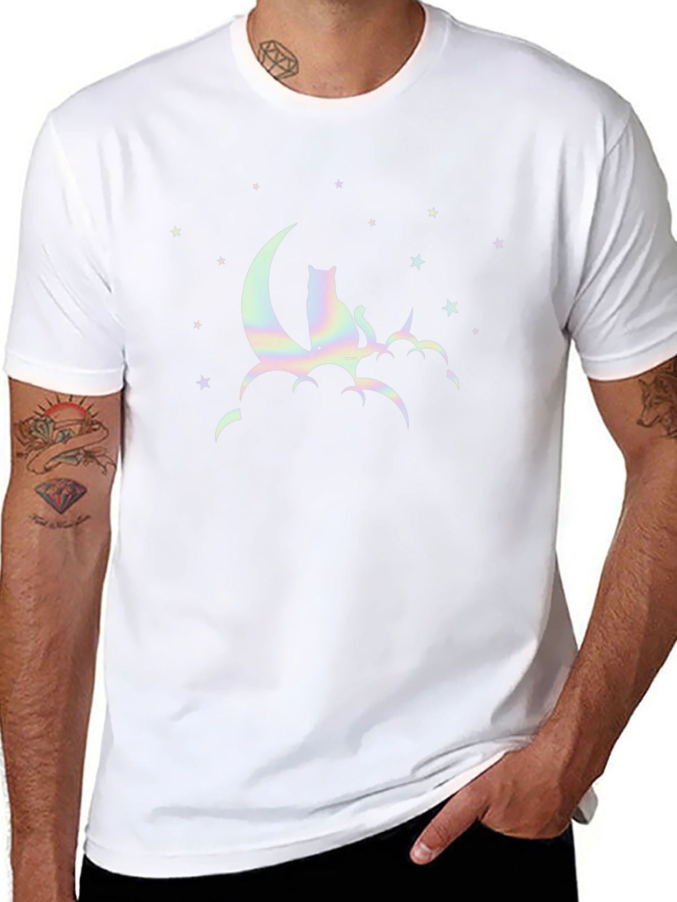 Cat On Moon Graphic T-Shirt