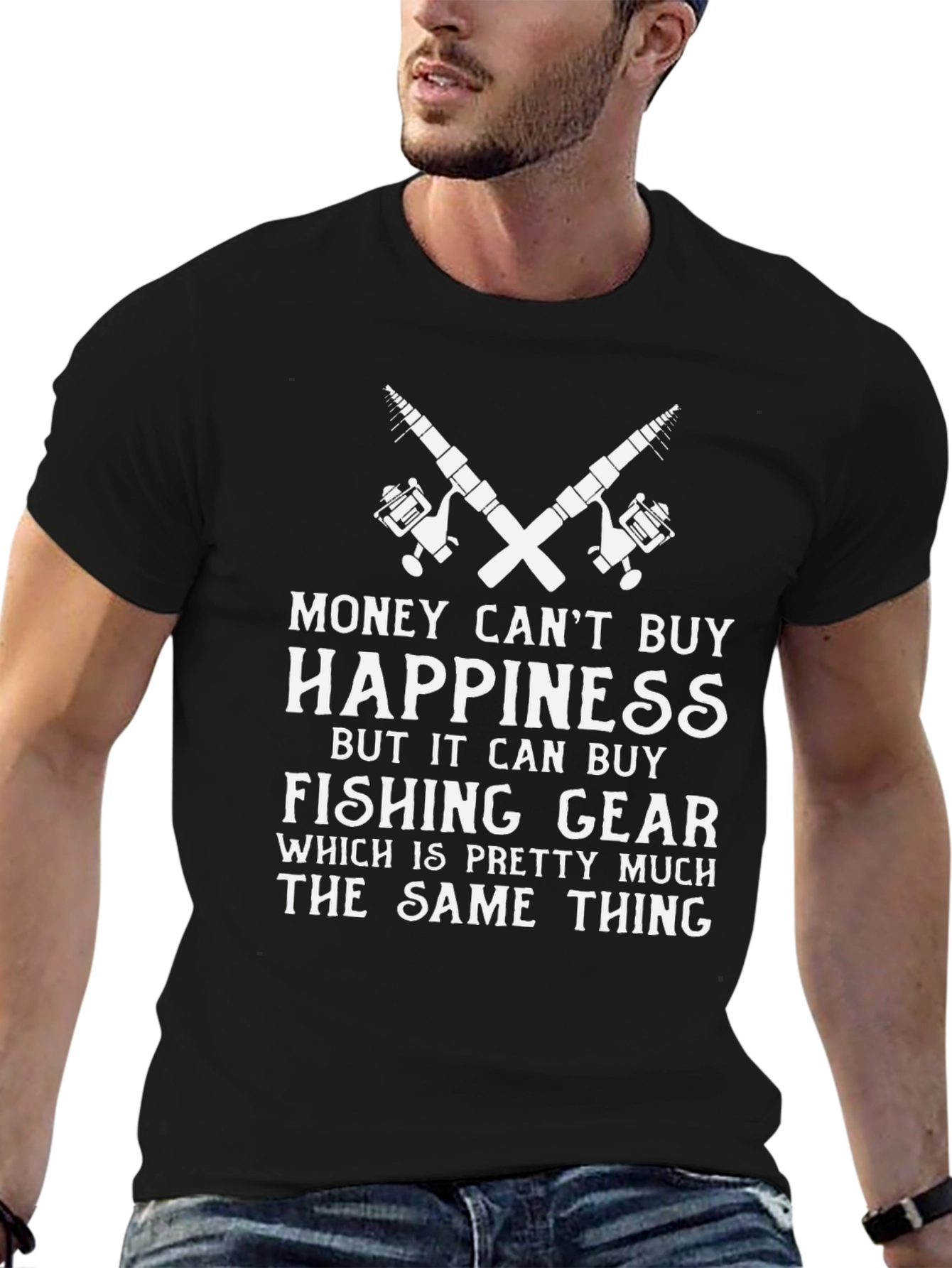 Money Cant Buy Happiness Fishing T-Shirt