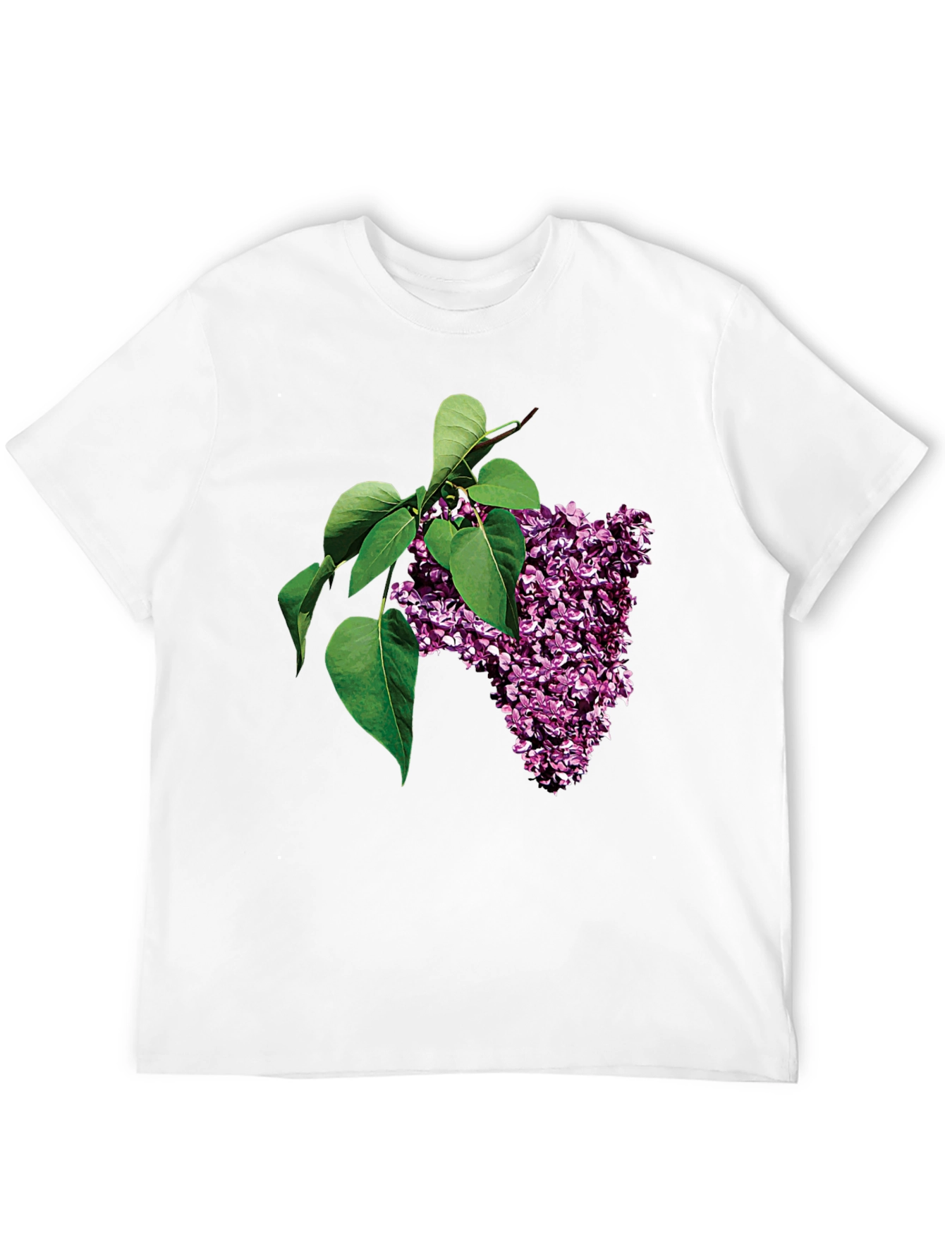 Lilac Blossom Graphic Tee - Black Cotton Casual Wear