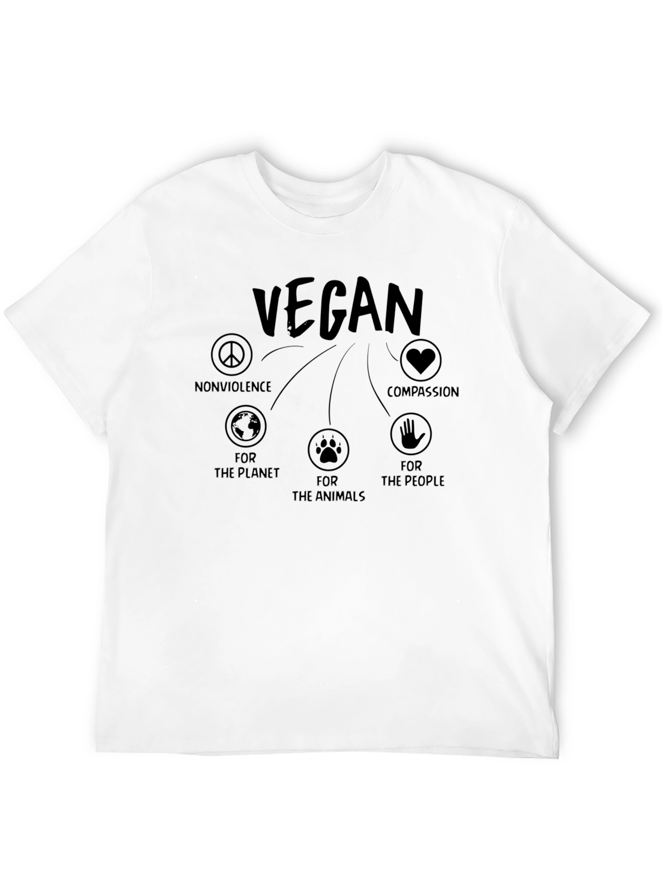 Vegan Values T-Shirt - Nonviolence Planet Animals People