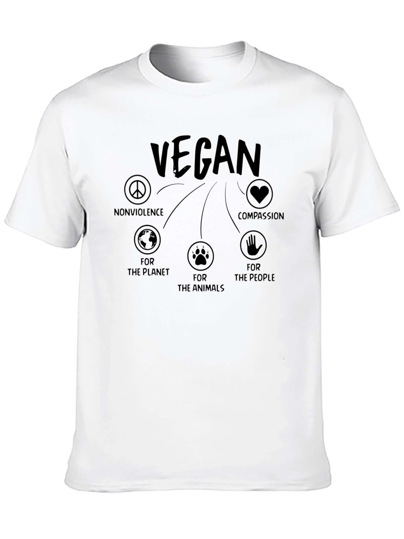 Vegan Values T-Shirt - Nonviolence Planet Animals People