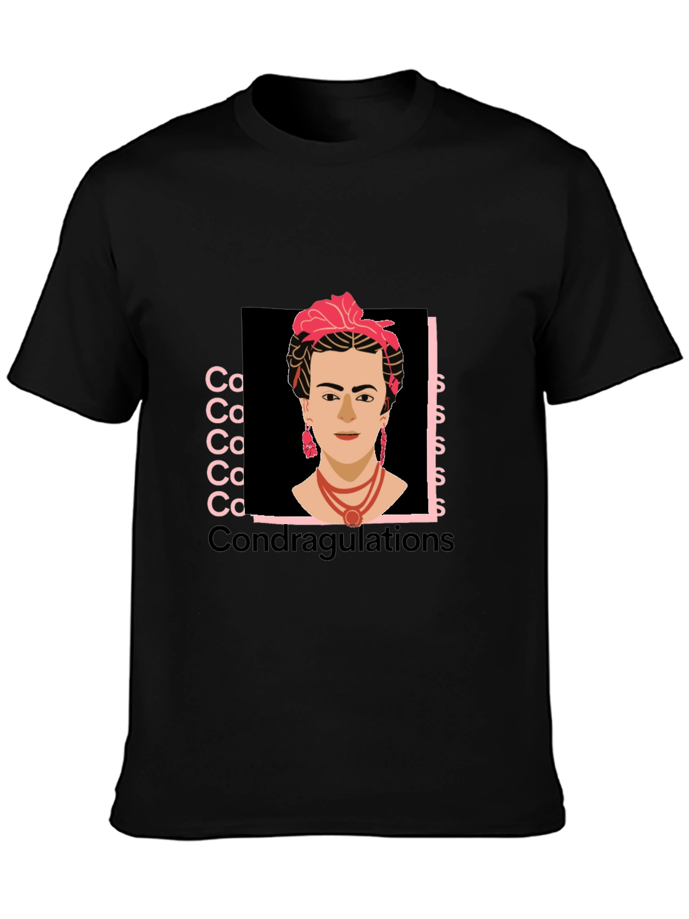 Frida Kahlo Condragulations Black T-Shirt