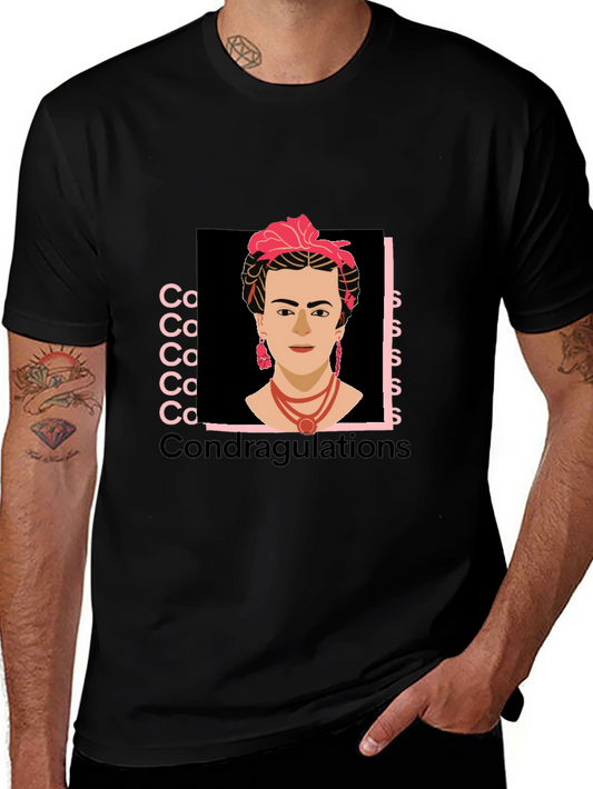 Frida Kahlo Condragulations Black T-Shirt