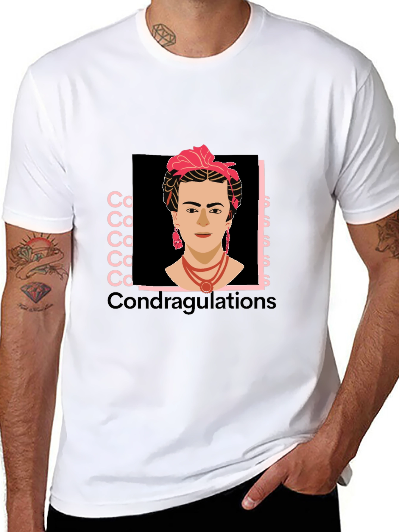 Frida Kahlo Condragulations Black T-Shirt