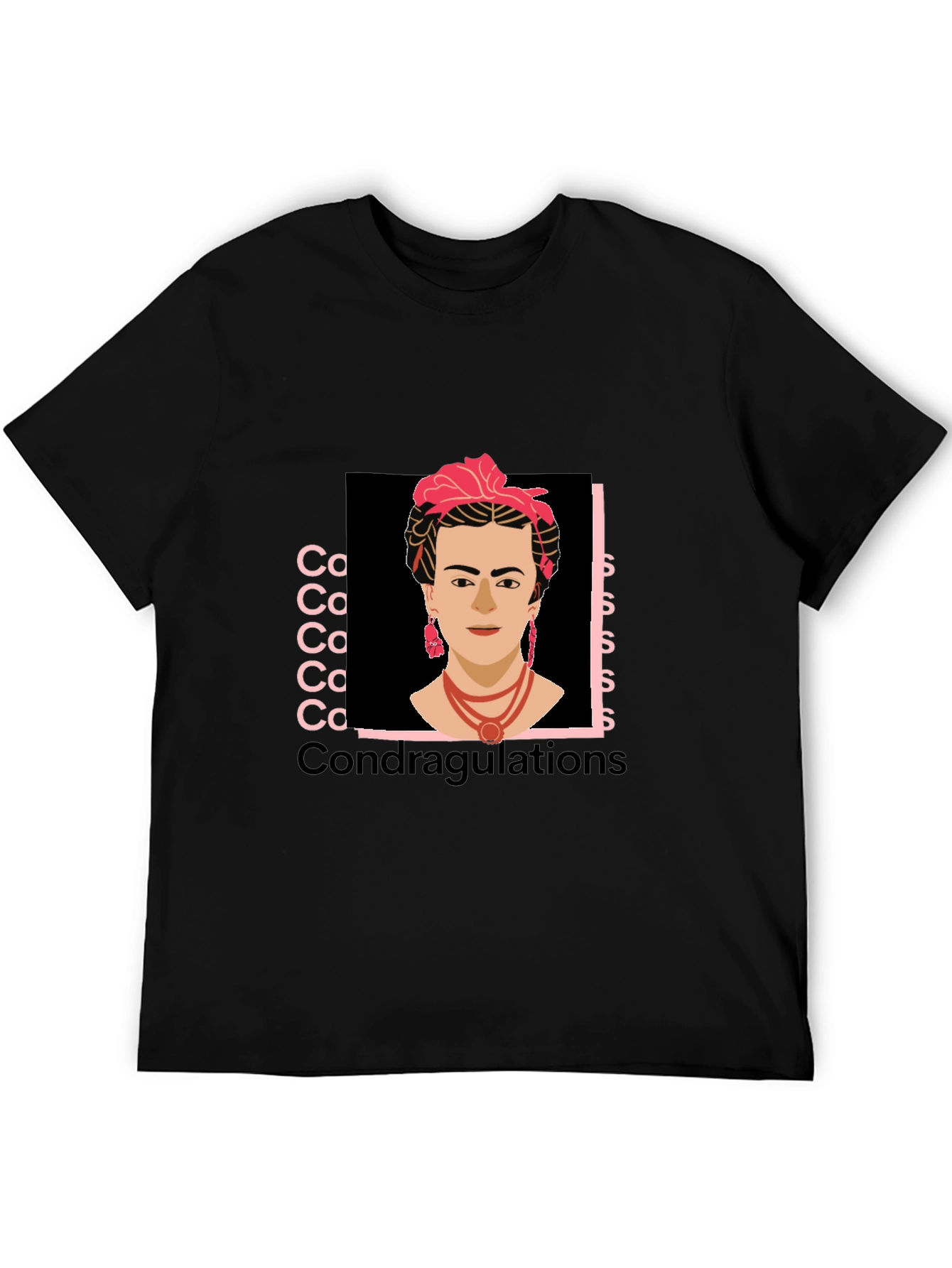 Frida Kahlo Condragulations Black T-Shirt