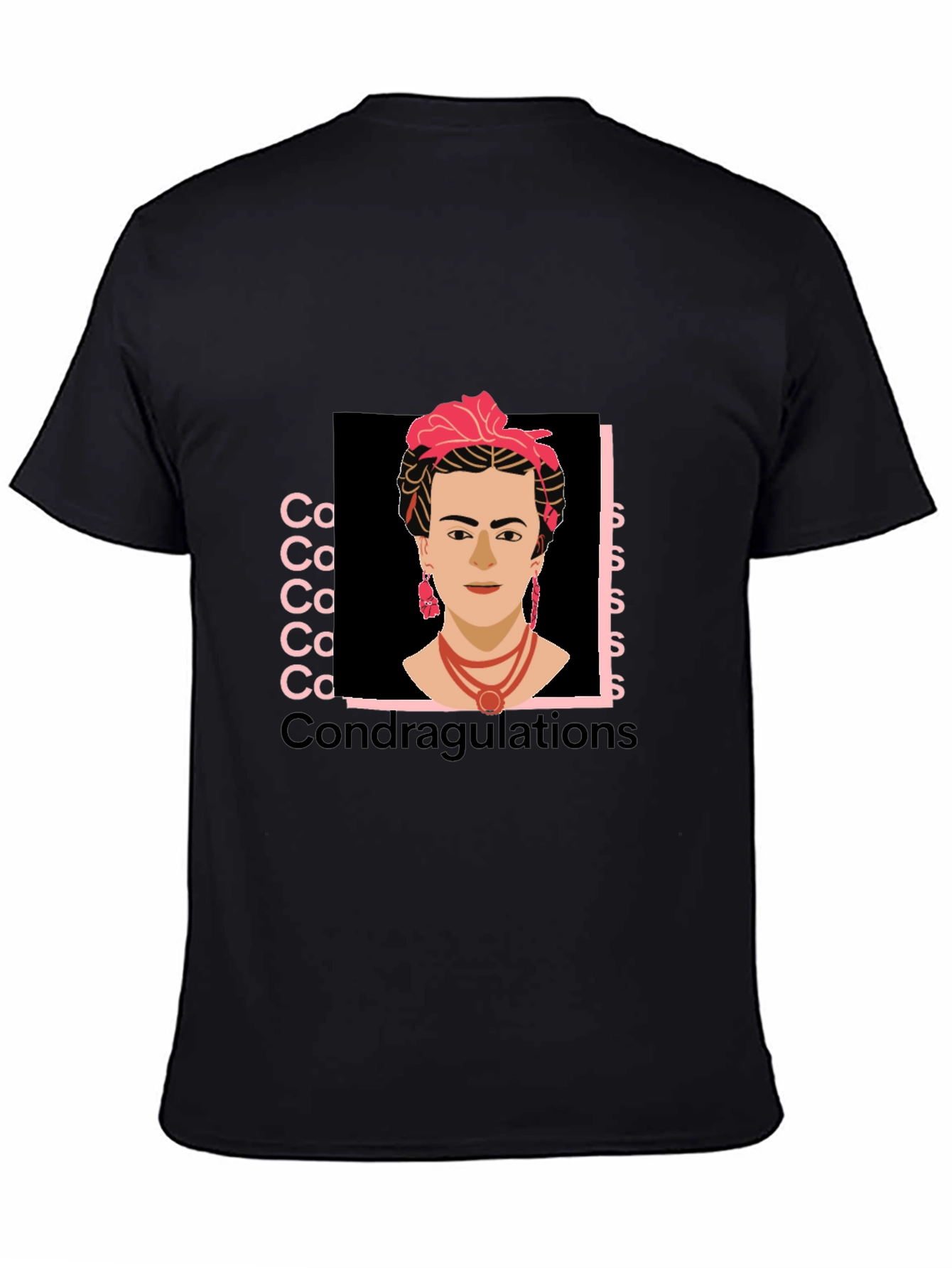 Frida Kahlo Condragulations Black T-Shirt