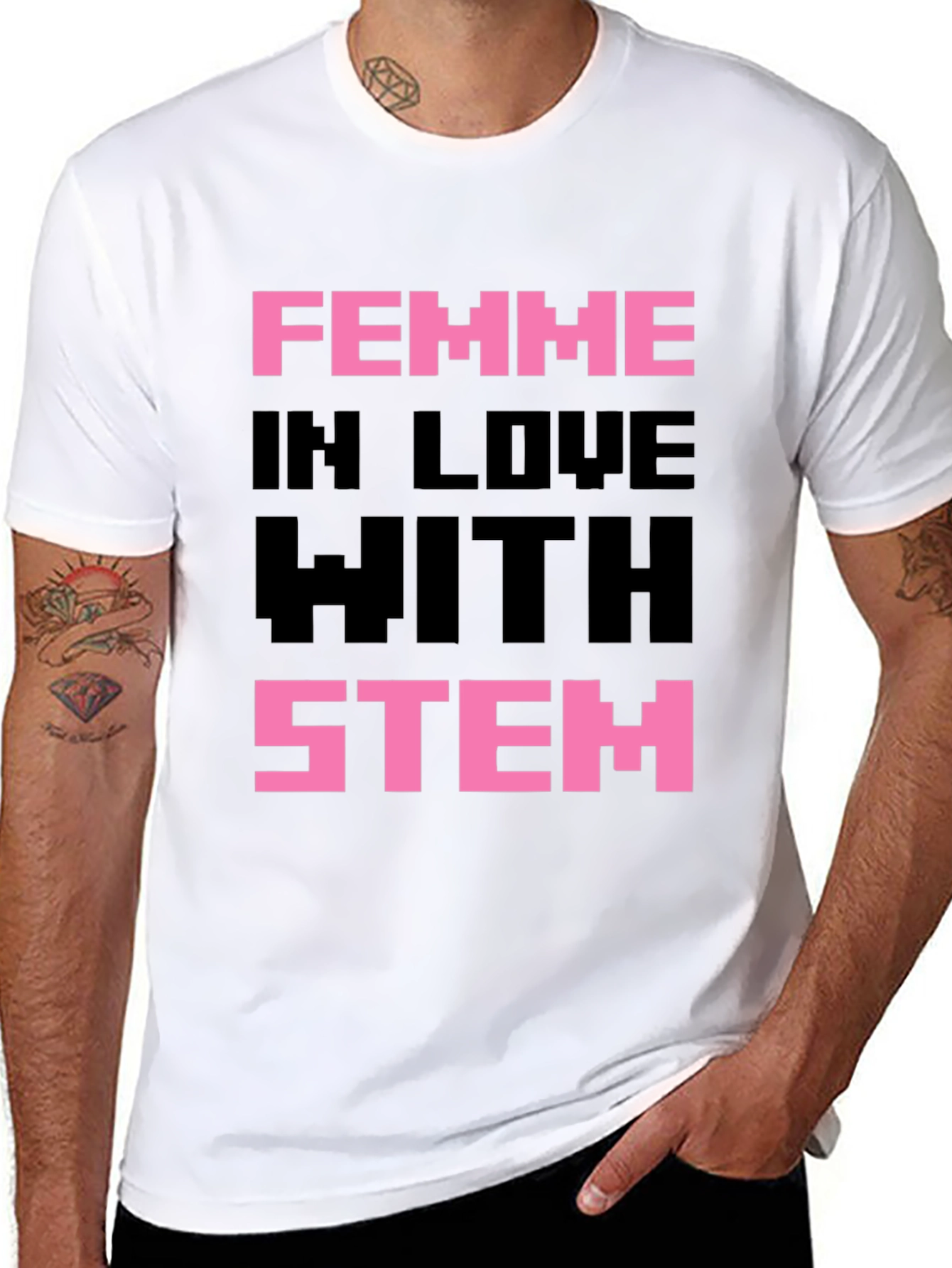 Femme in Love with STEM Black T-Shirt
