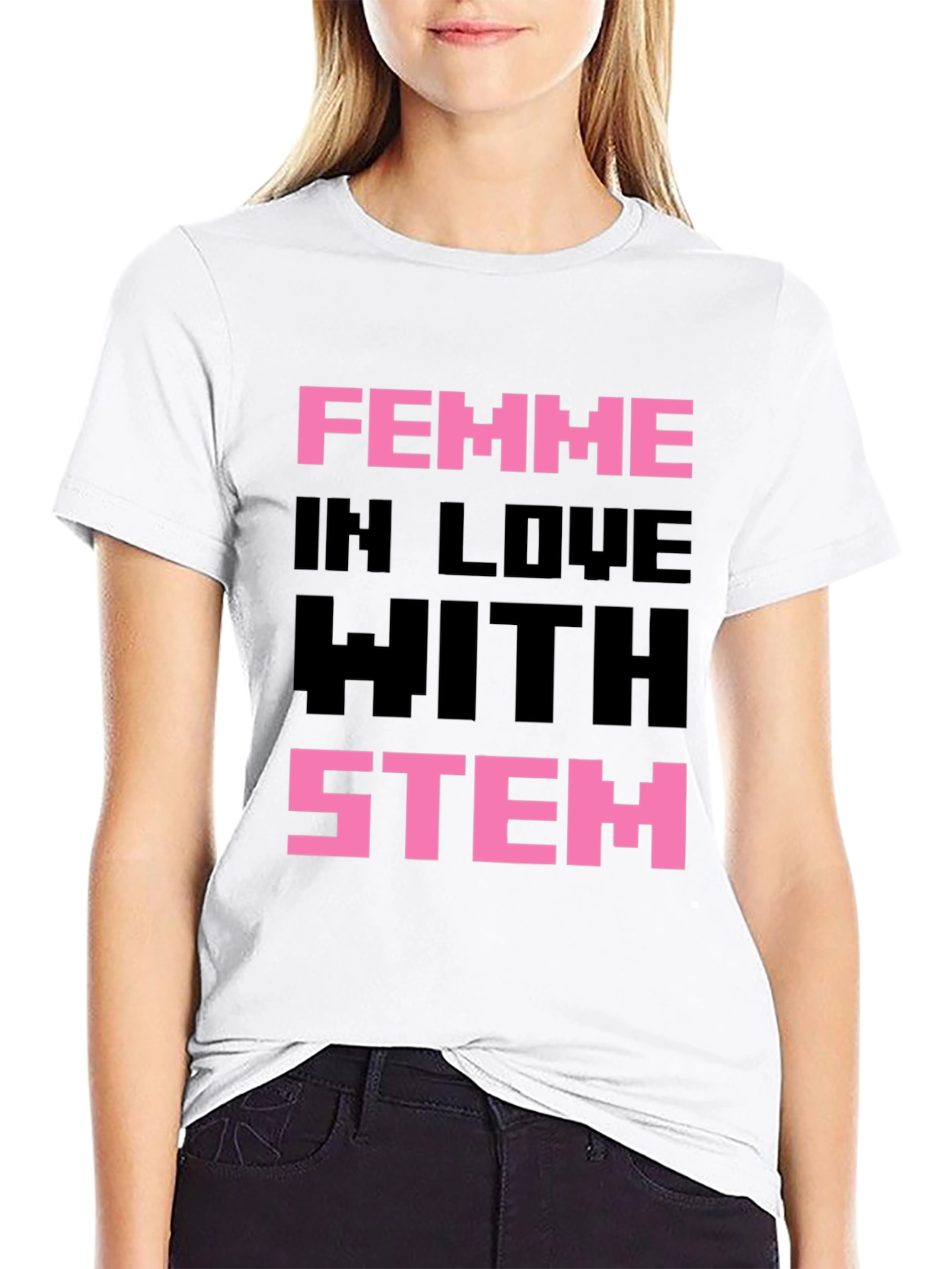 Femme in Love with STEM Black T-Shirt