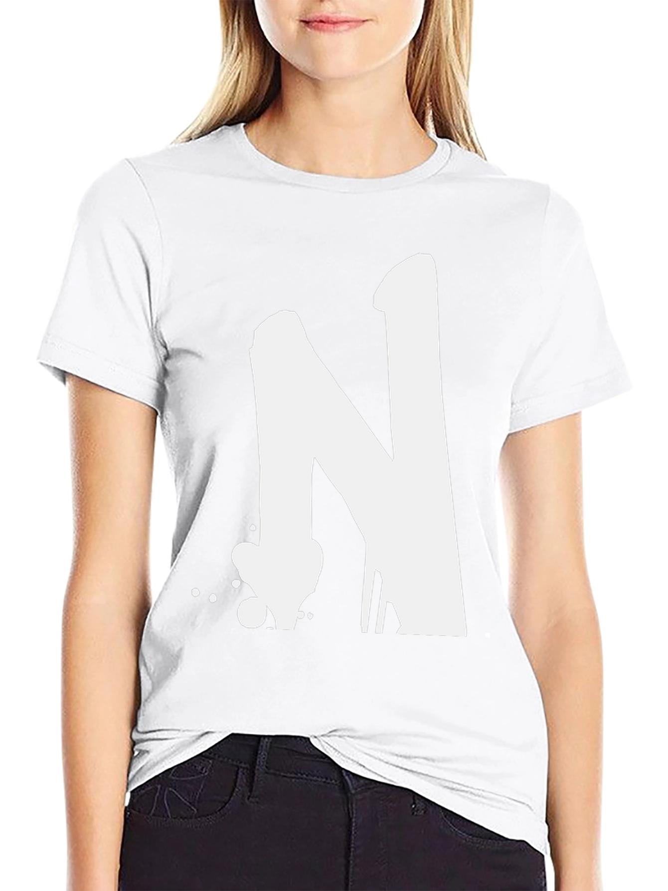 Bold Letter N Graphic T-Shirt - Casual Style