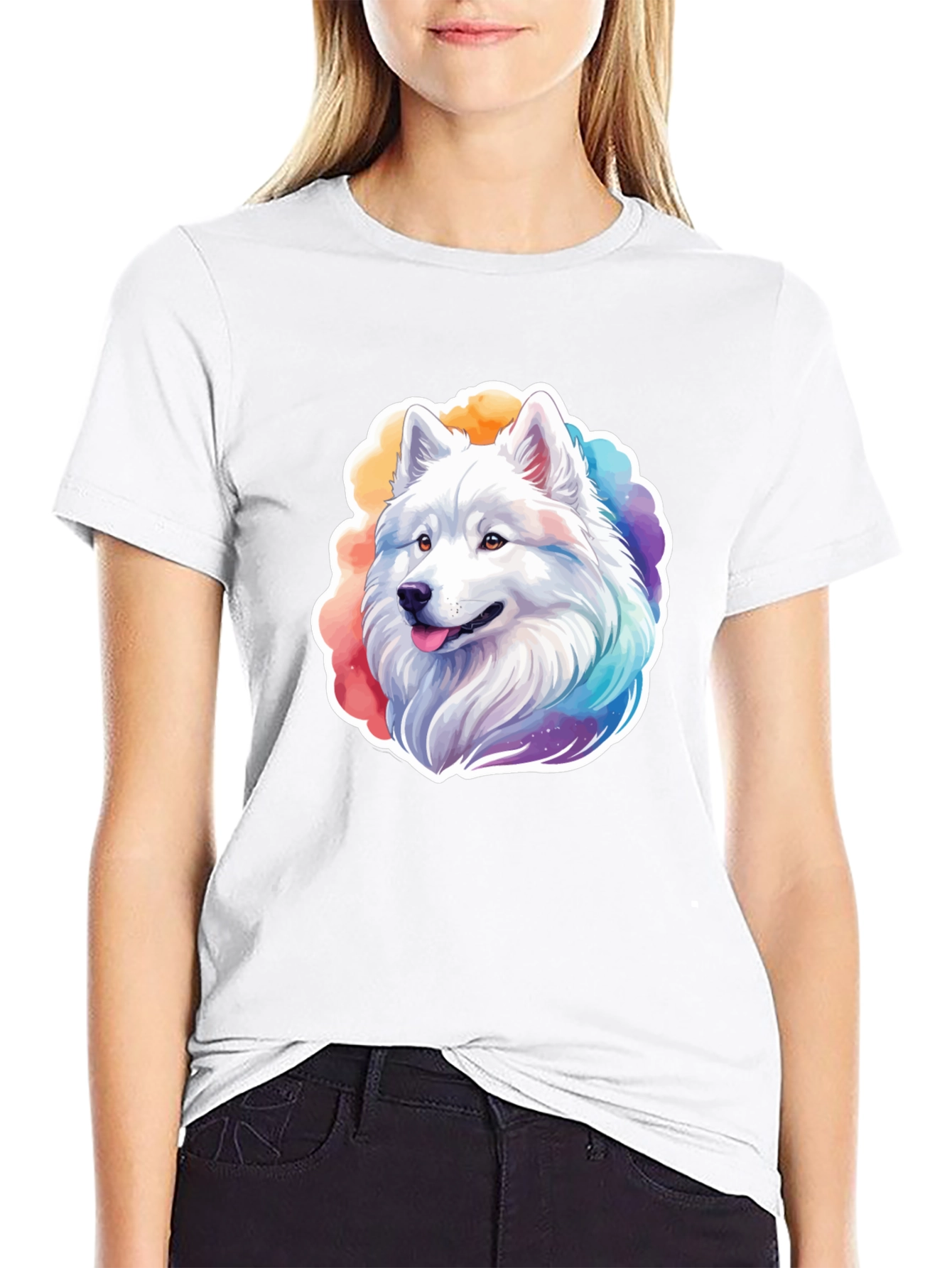 Rainbow Husky Graphic Tee - Cute Dog Lovers Shirt