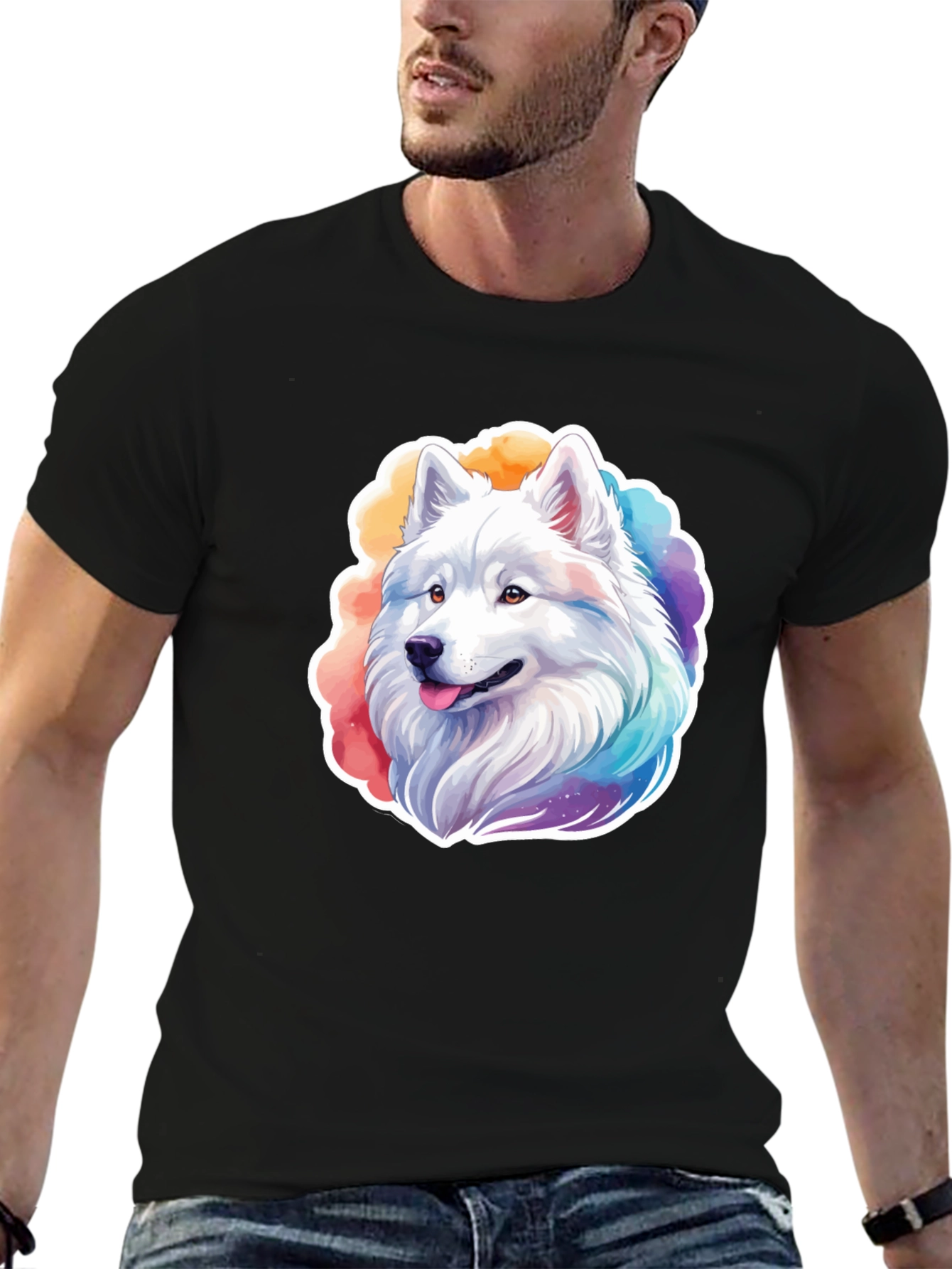 Rainbow Husky Graphic Tee - Cute Dog Lovers Shirt