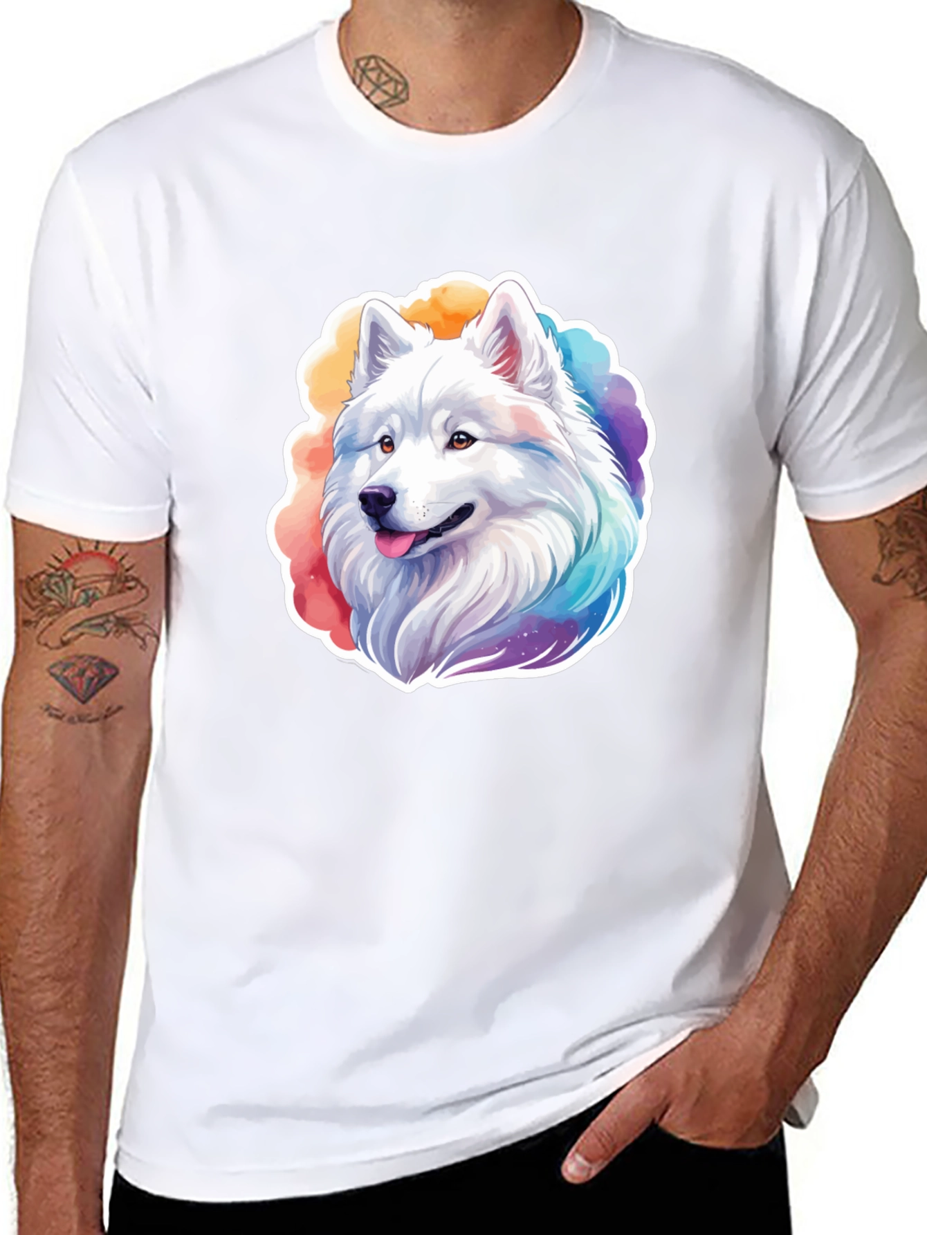 Rainbow Husky Graphic Tee - Cute Dog Lovers Shirt