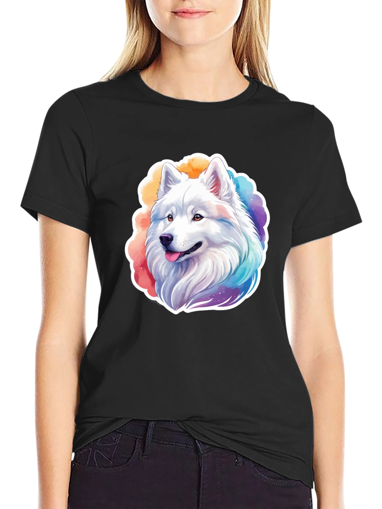 Rainbow Husky Graphic Tee - Cute Dog Lovers Shirt