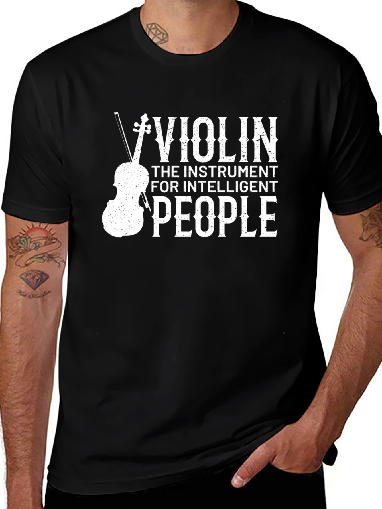 Violin Intelligent People Black T-Shirt