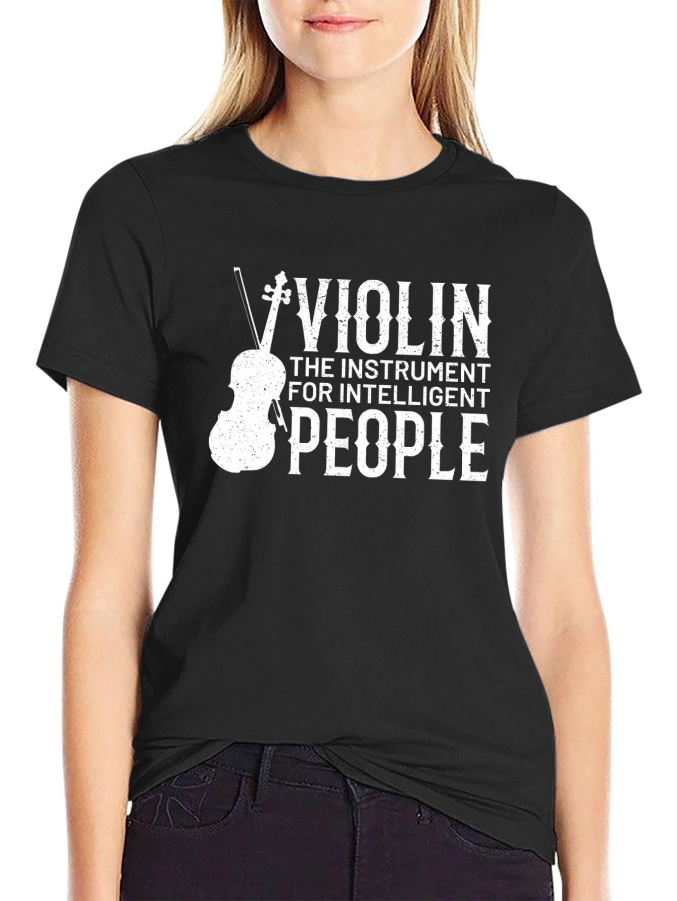 Violin Intelligent People Black T-Shirt