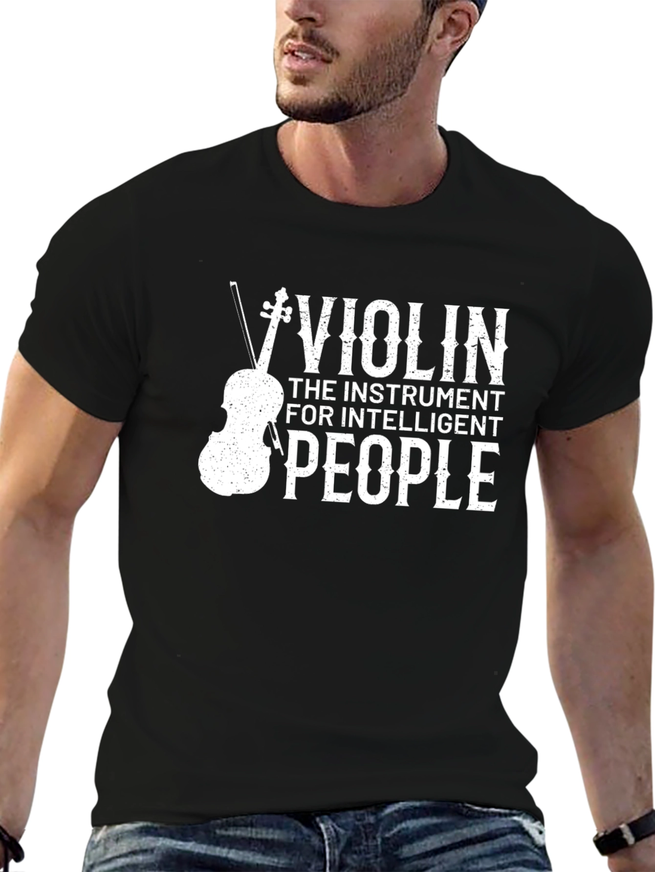 Violin Intelligent People Black T-Shirt