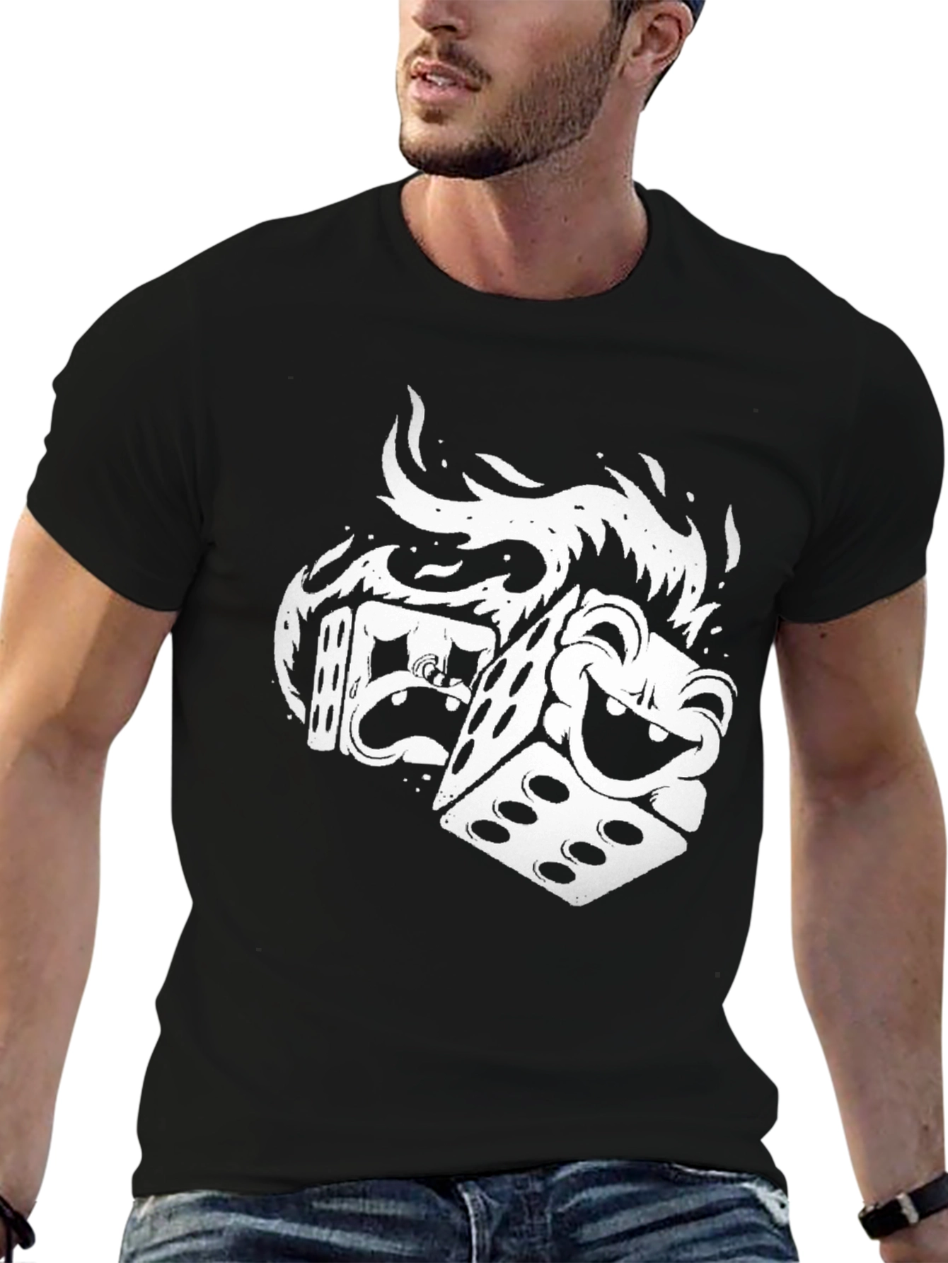 Dice Graphic Tee - Black Unique Design