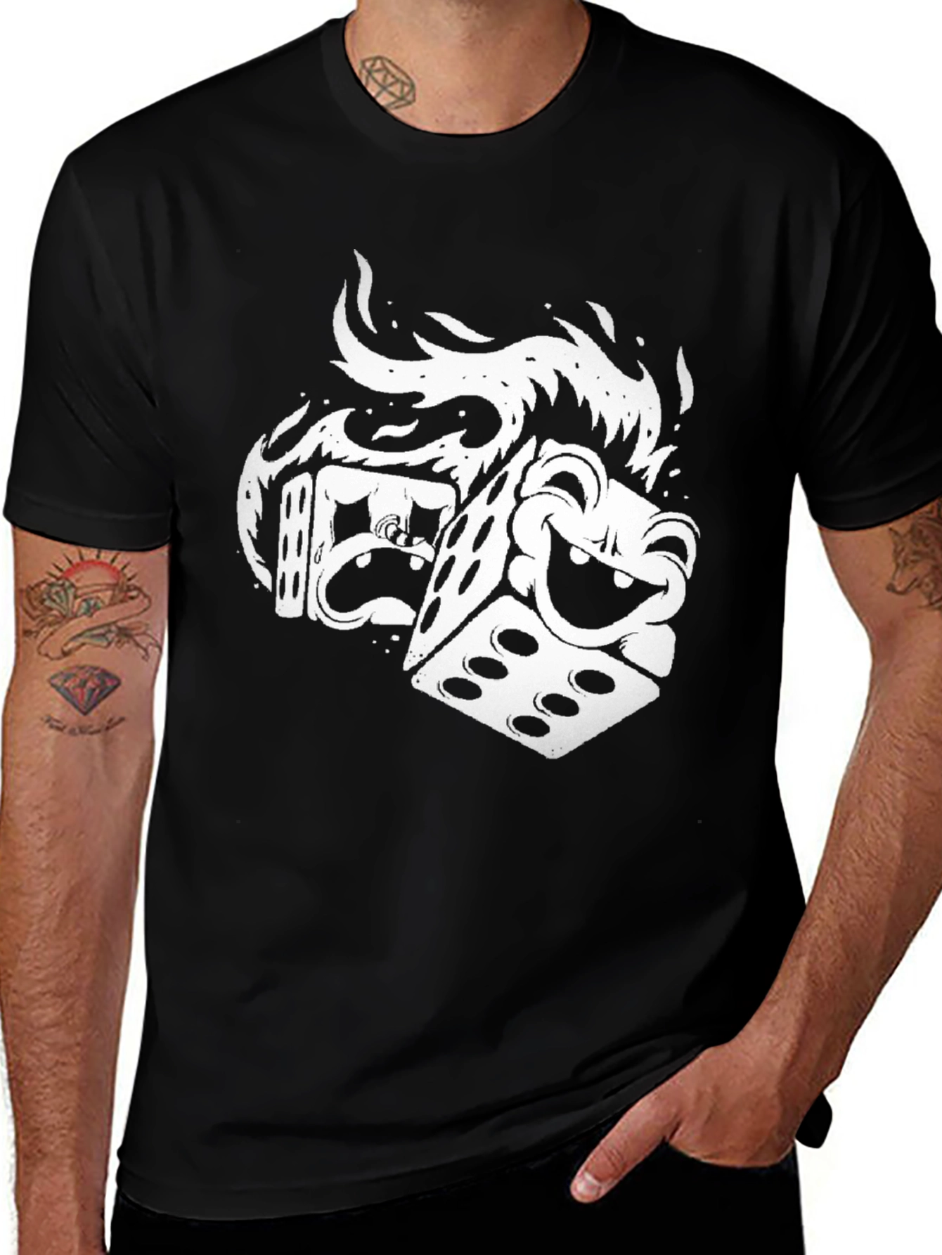 Dice Graphic Tee - Black Unique Design