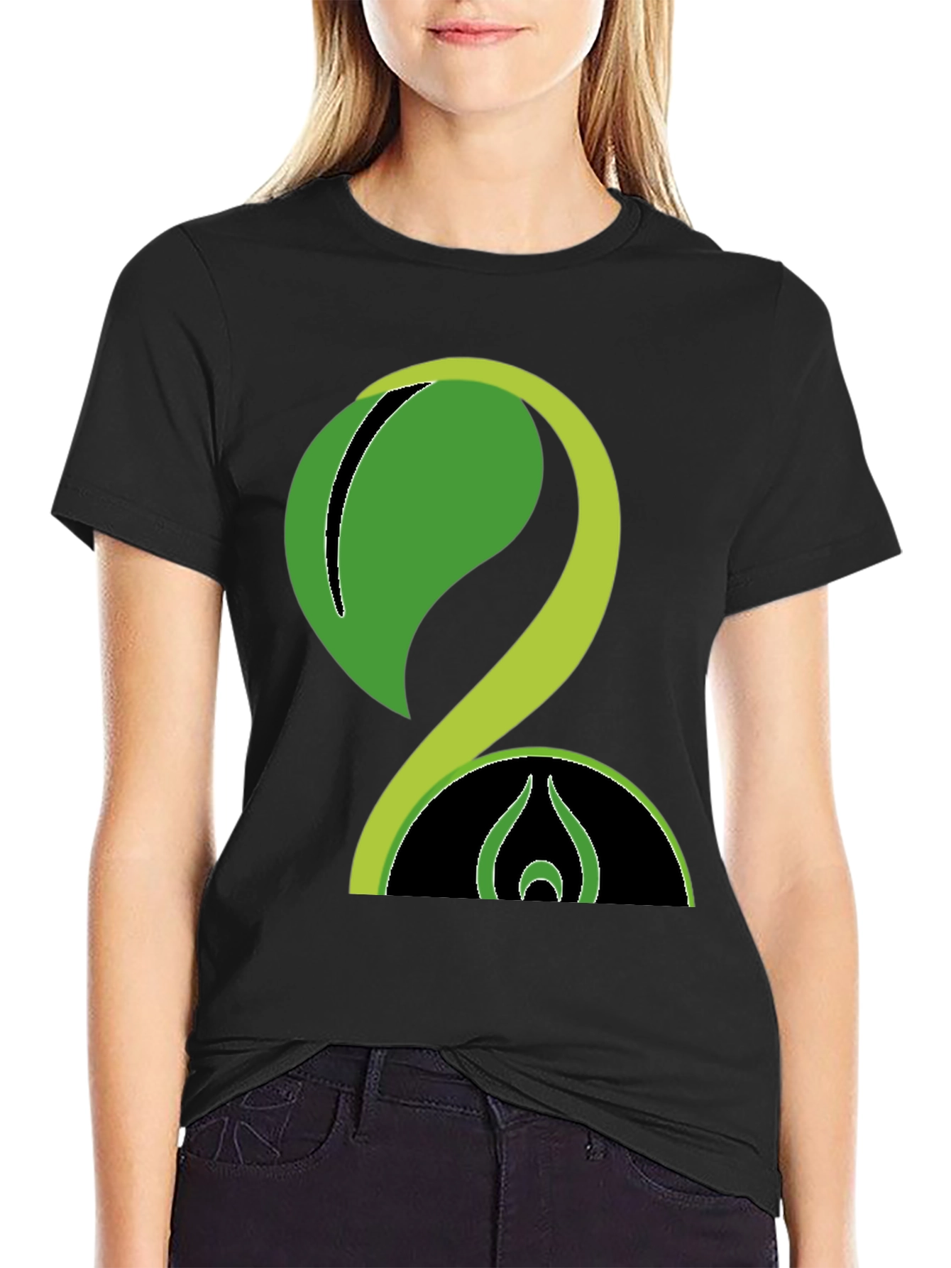 Nature Inspired Graphic Print Black Tee