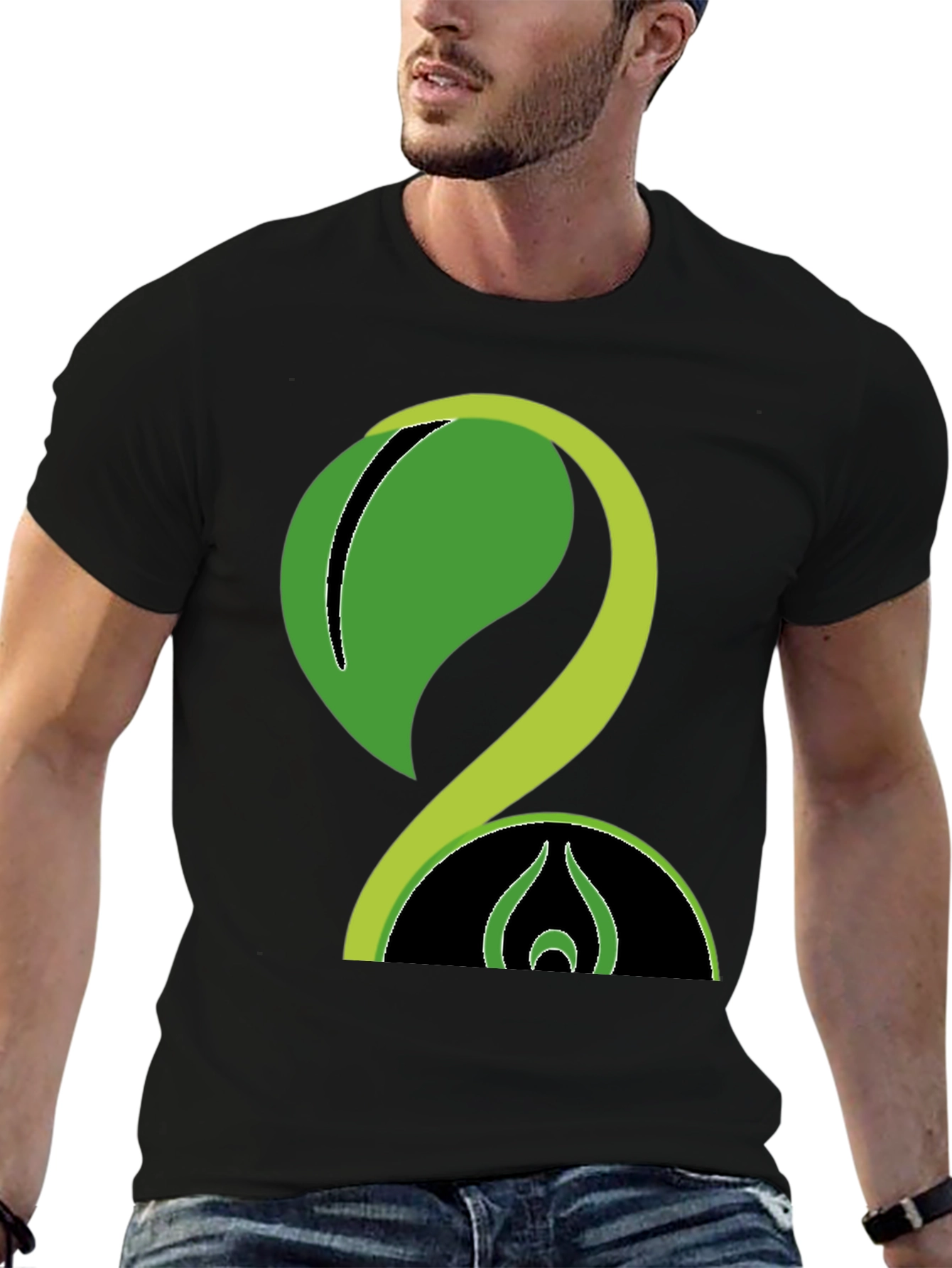 Nature Inspired Graphic Print Black Tee