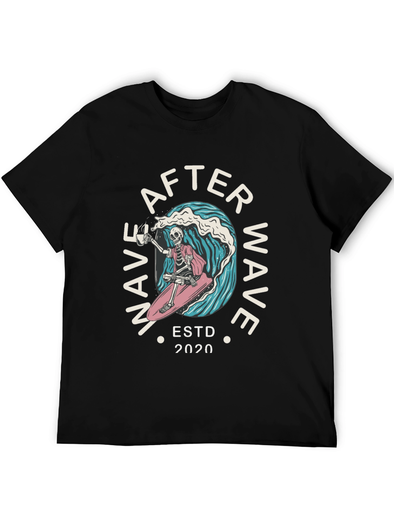After Wave Skeleton Surfer Graphic T-Shirt