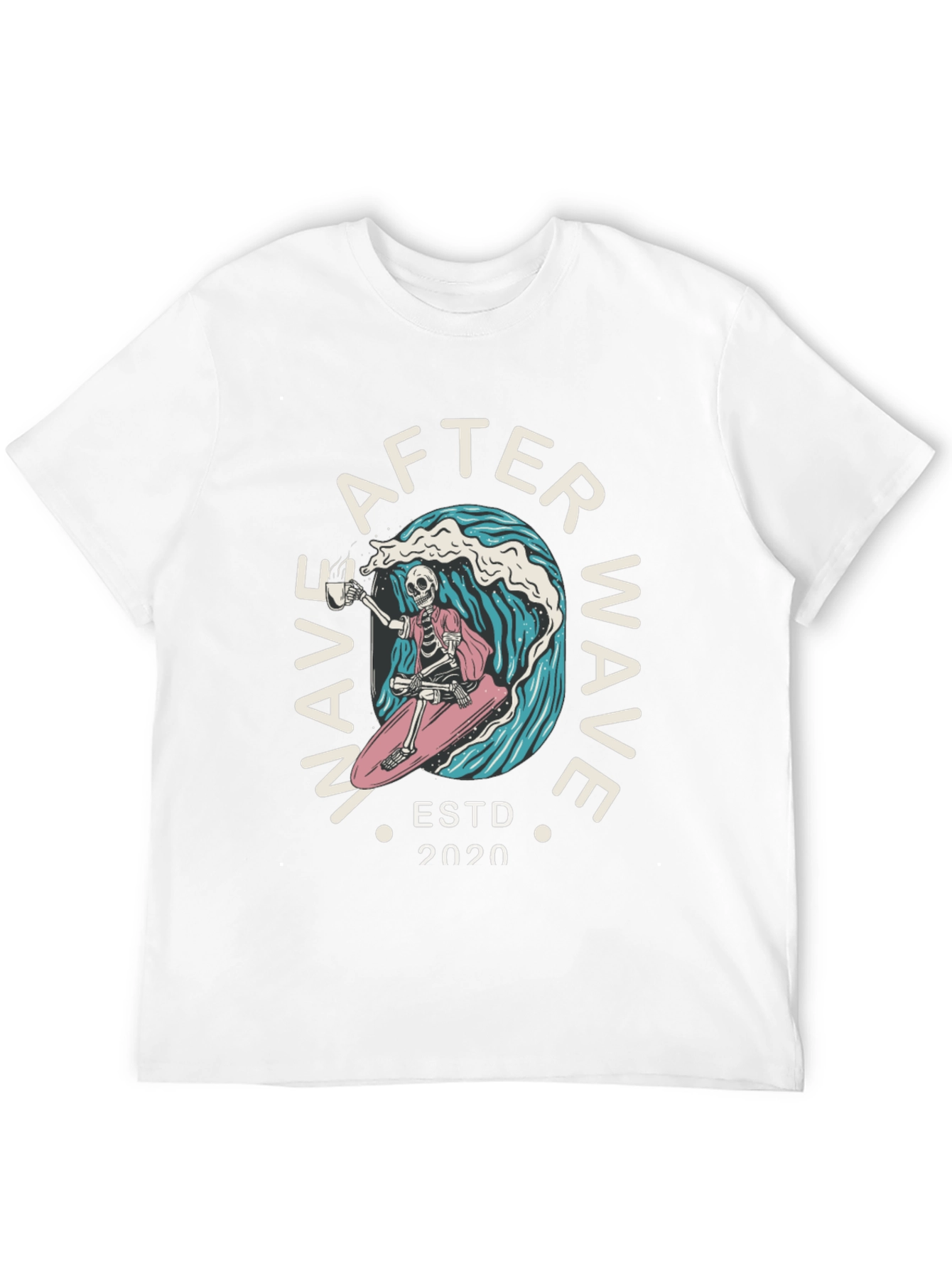 After Wave Skeleton Surfer Graphic T-Shirt