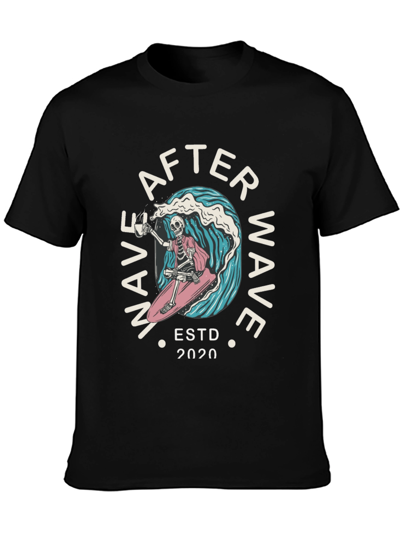 After Wave Skeleton Surfer Graphic T-Shirt