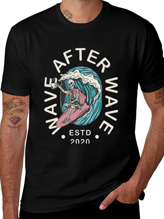 After Wave Skeleton Surfer Graphic T-Shirt