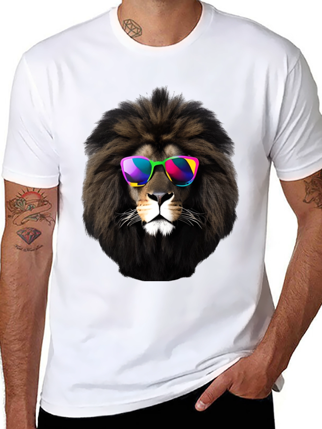 Cool Lion Graphic Tee - Mens Black T-Shirt