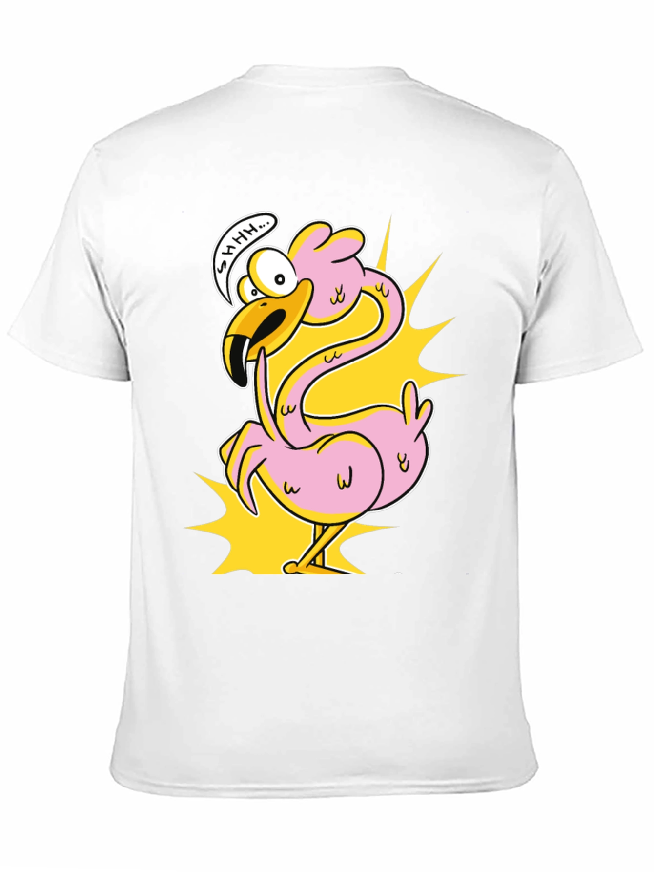 Shhh! Flamingo Cartoon Graphic T-Shirt