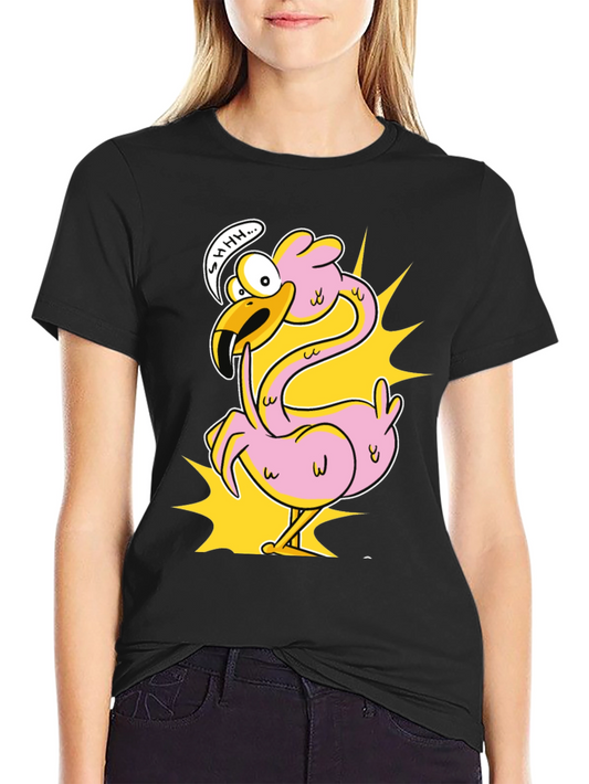 Shhh! Flamingo Cartoon Graphic T-Shirt