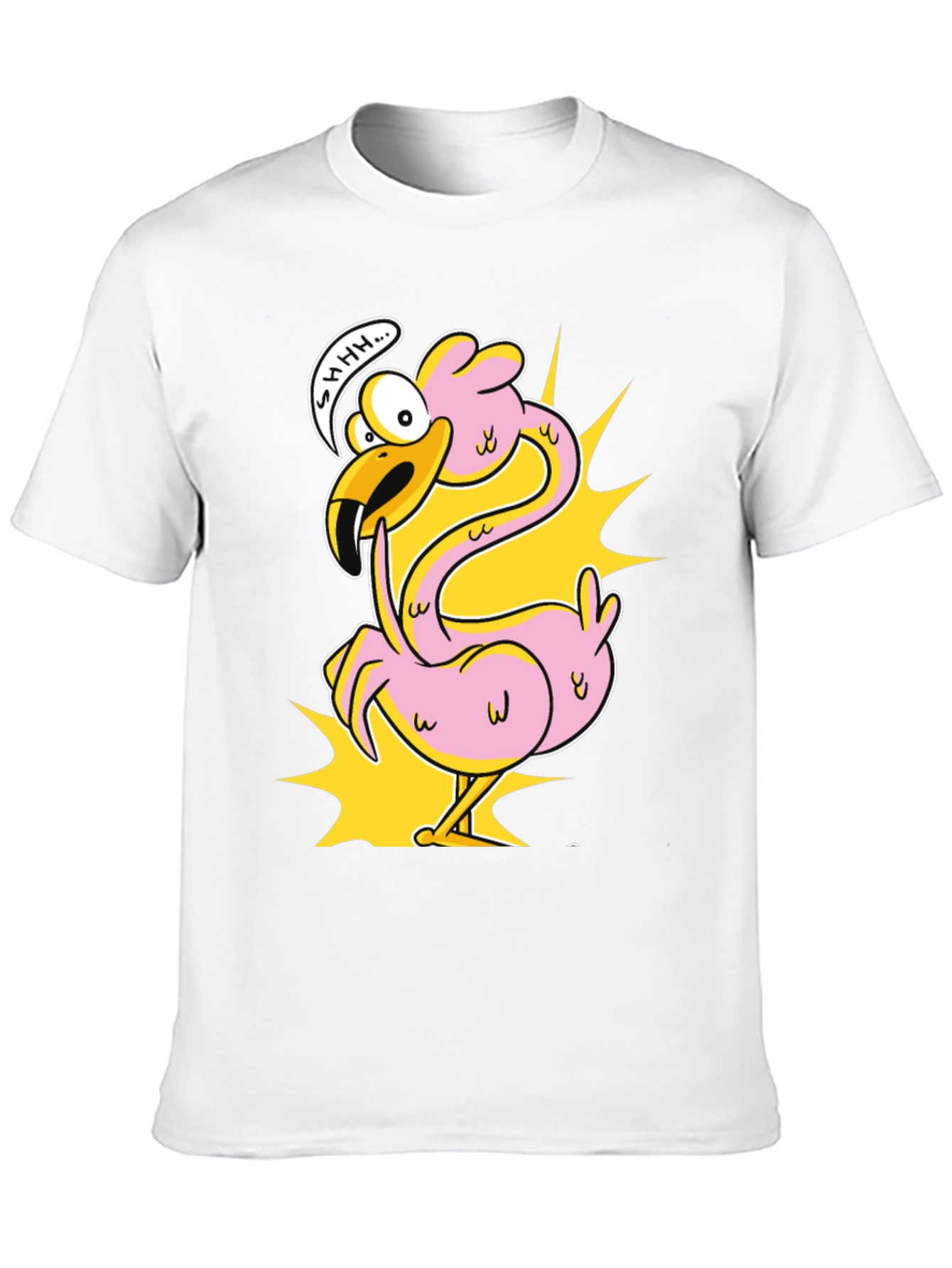 Shhh! Flamingo Cartoon Graphic T-Shirt