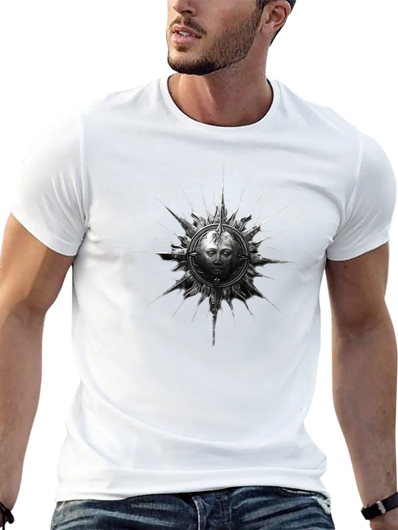 Sun Face Graphic Black T-Shirt