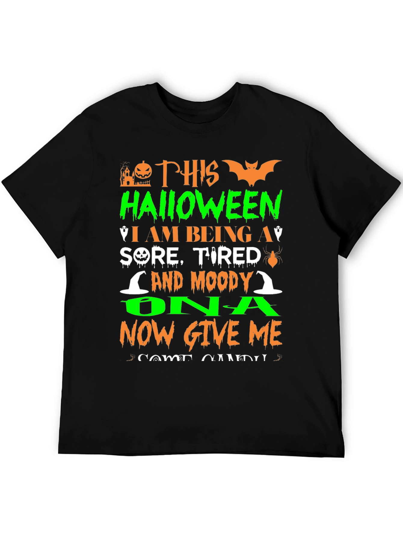Funny Halloween Sore Tired Moody Graphic T-Shirt