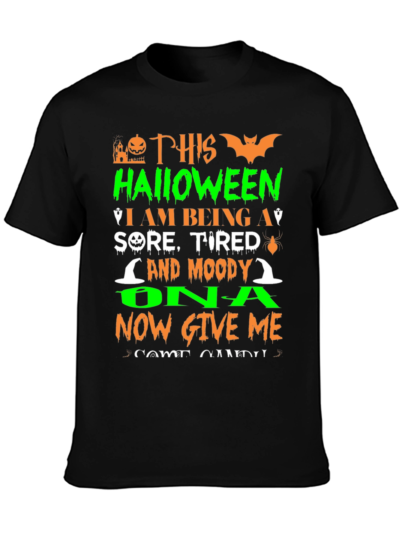 Funny Halloween Sore Tired Moody Graphic T-Shirt