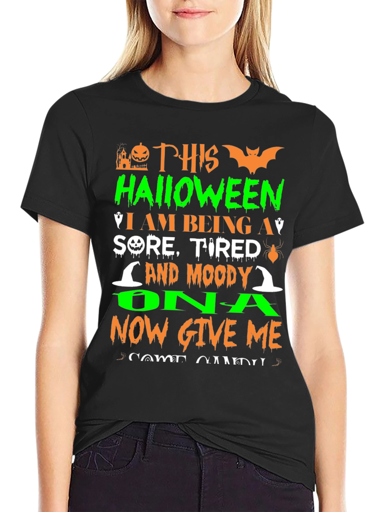 Funny Halloween Sore Tired Moody Graphic T-Shirt