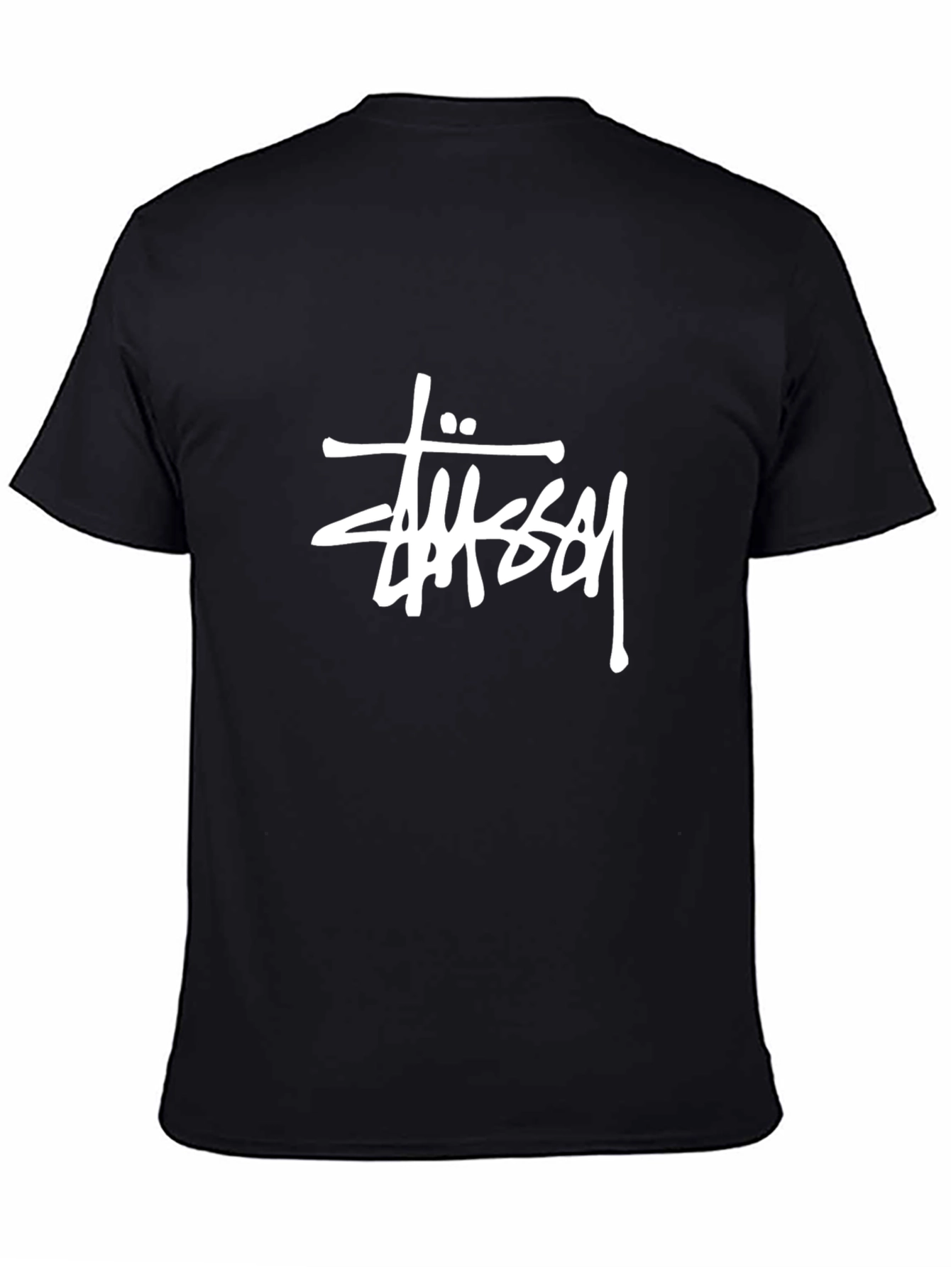 Stussy Black T-Shirt with White Logo