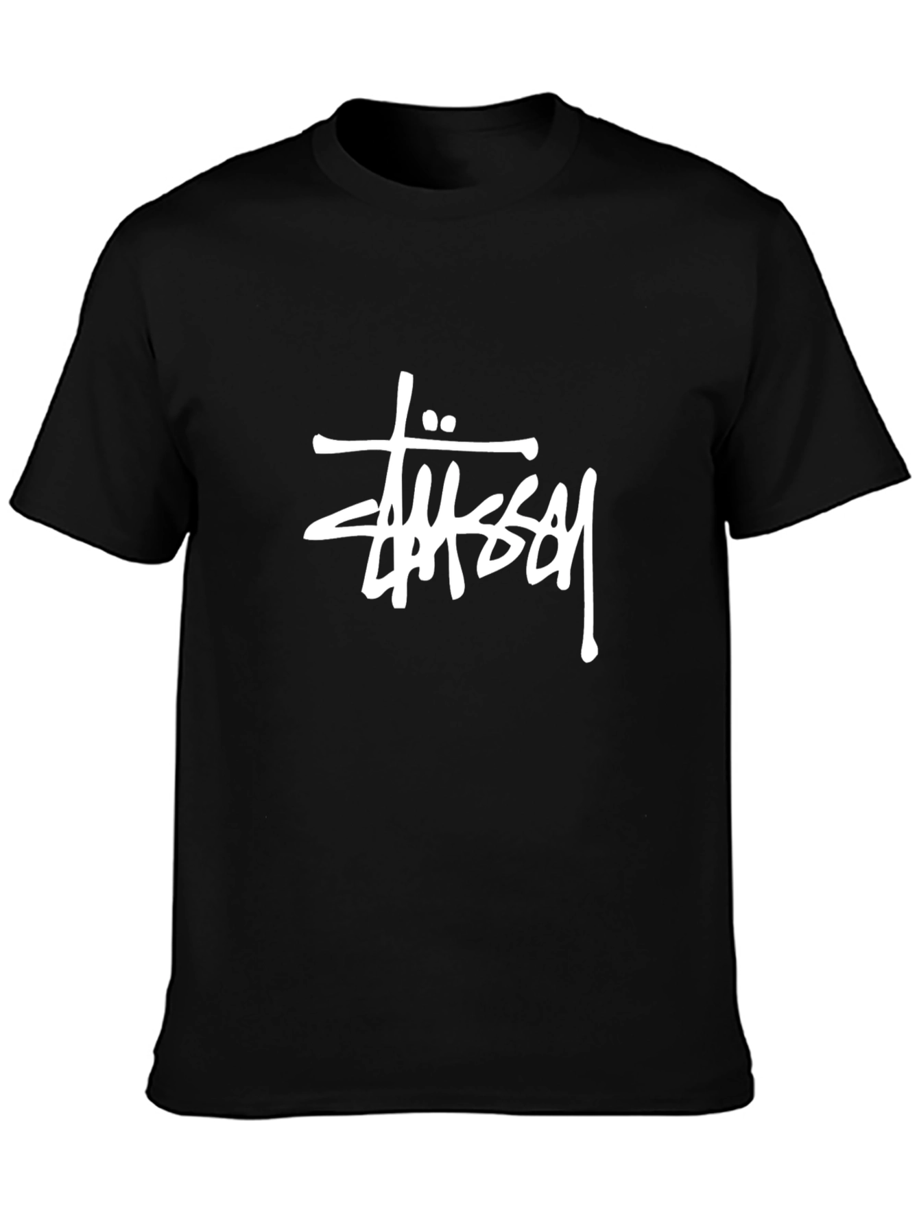 Stussy Black T-Shirt with White Logo