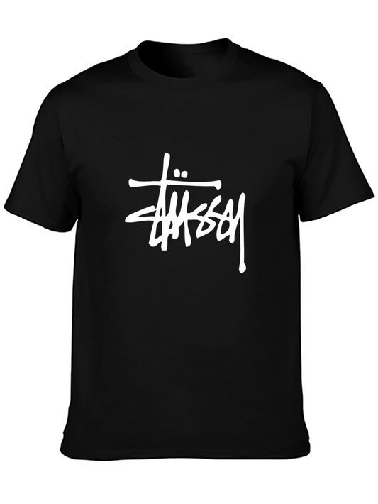 Stussy Black T-Shirt with White Logo
