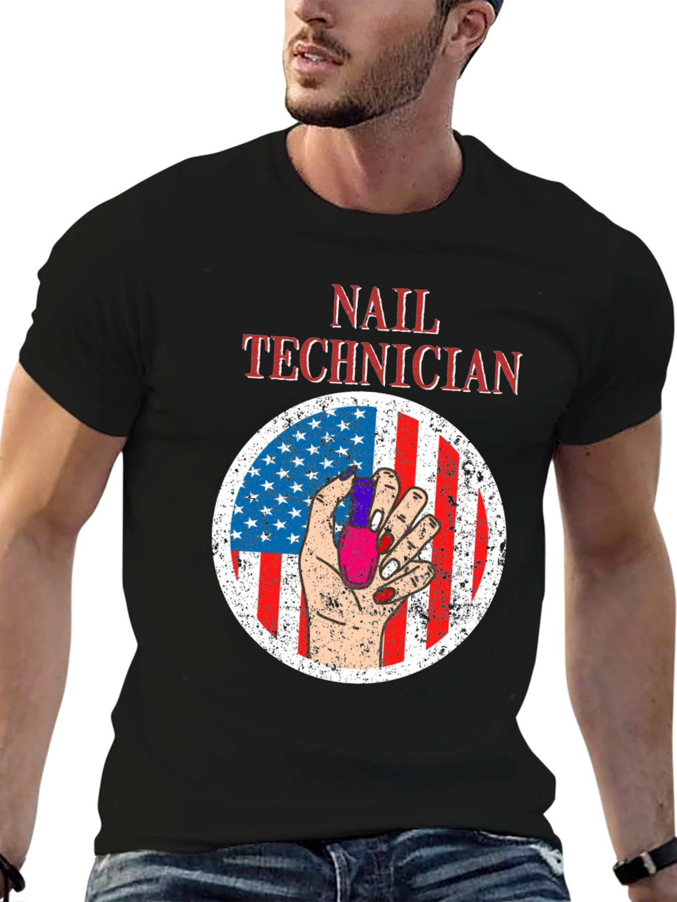 Nail Technician American Flag Graphic Tee