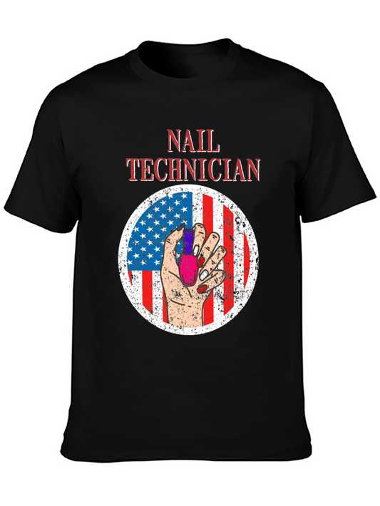 Nail Technician American Flag Graphic Tee
