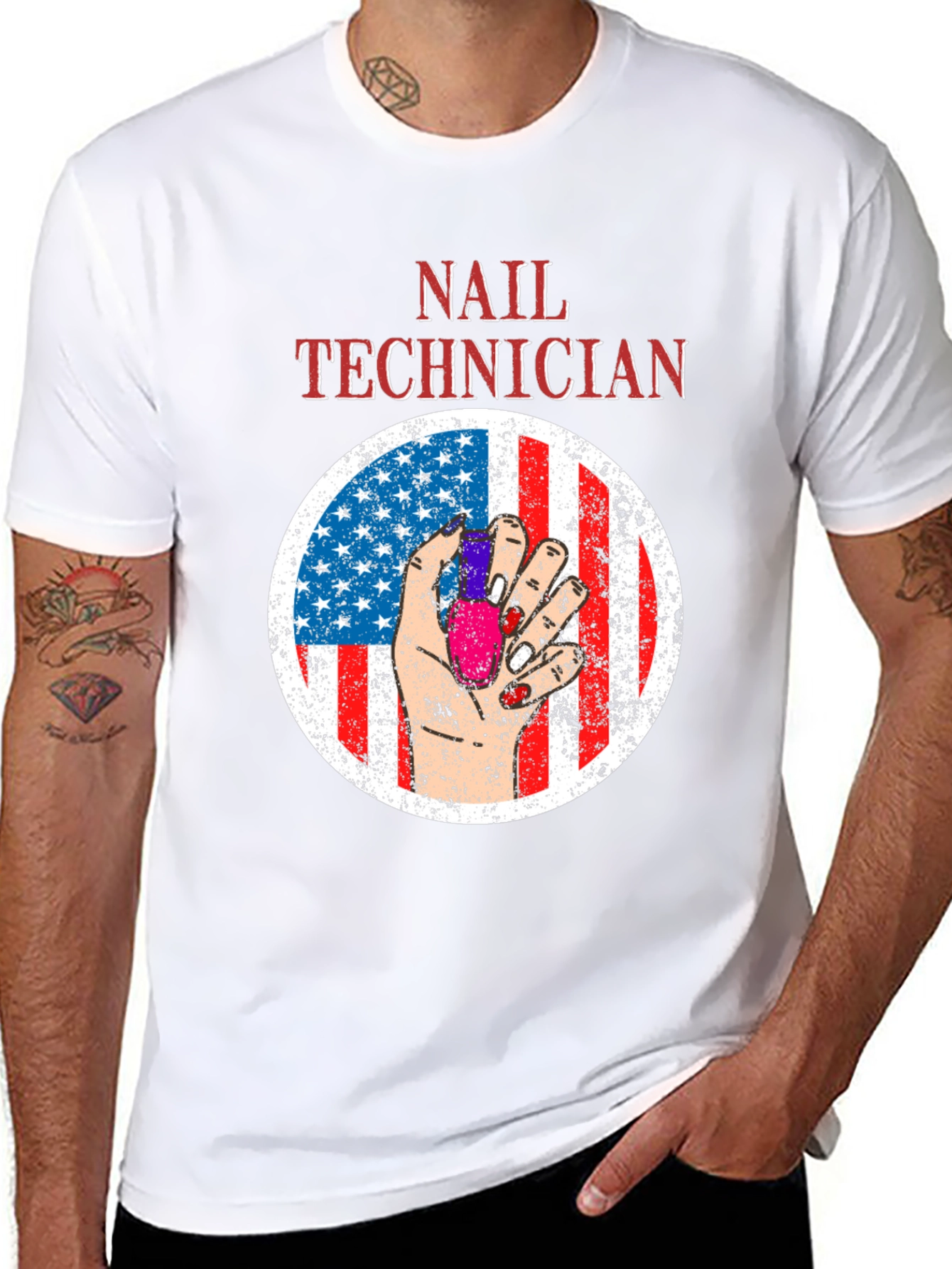 Nail Technician American Flag Graphic Tee