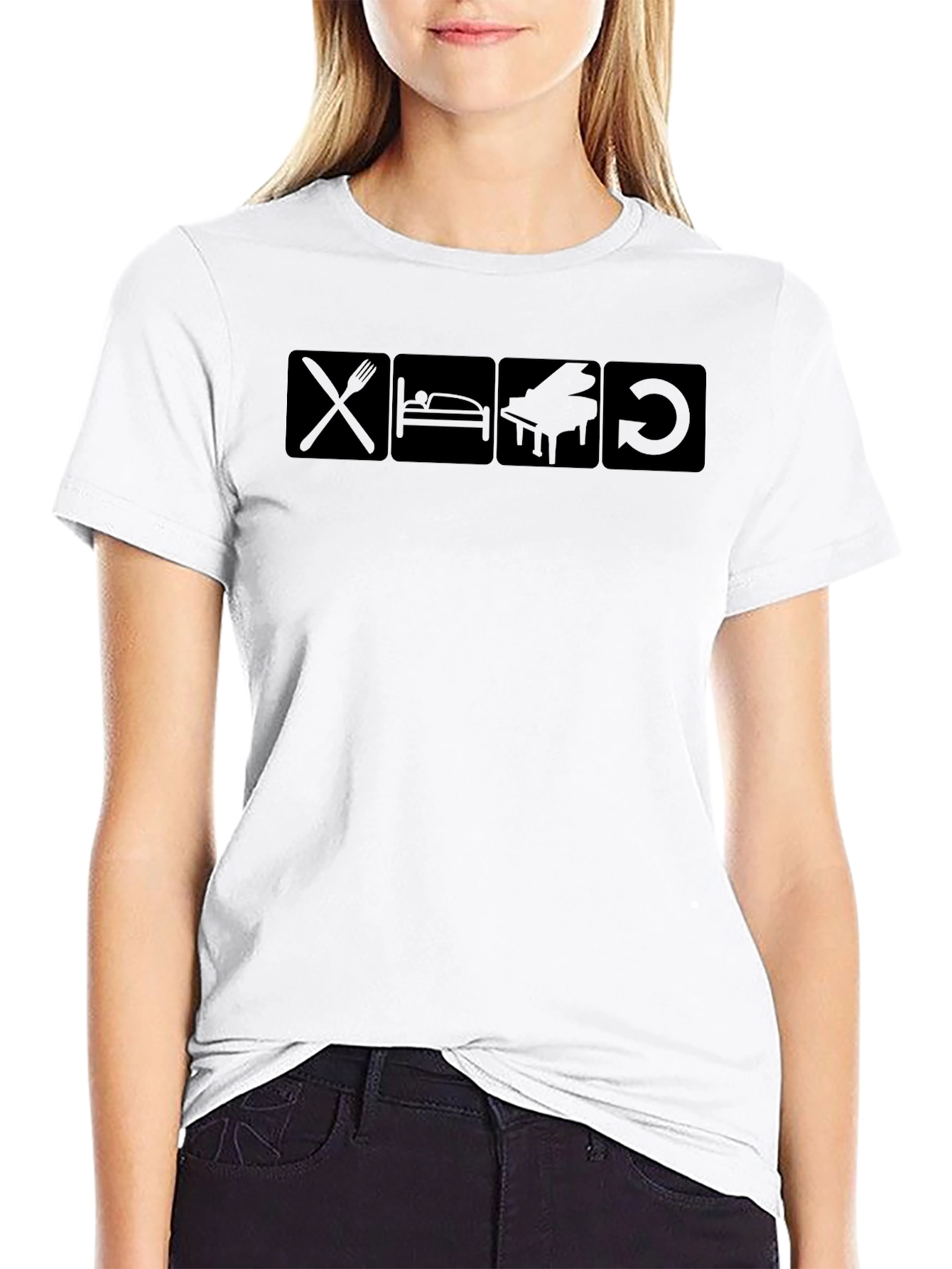 Eat Sleep Piano Repeat T-Shirt - Black